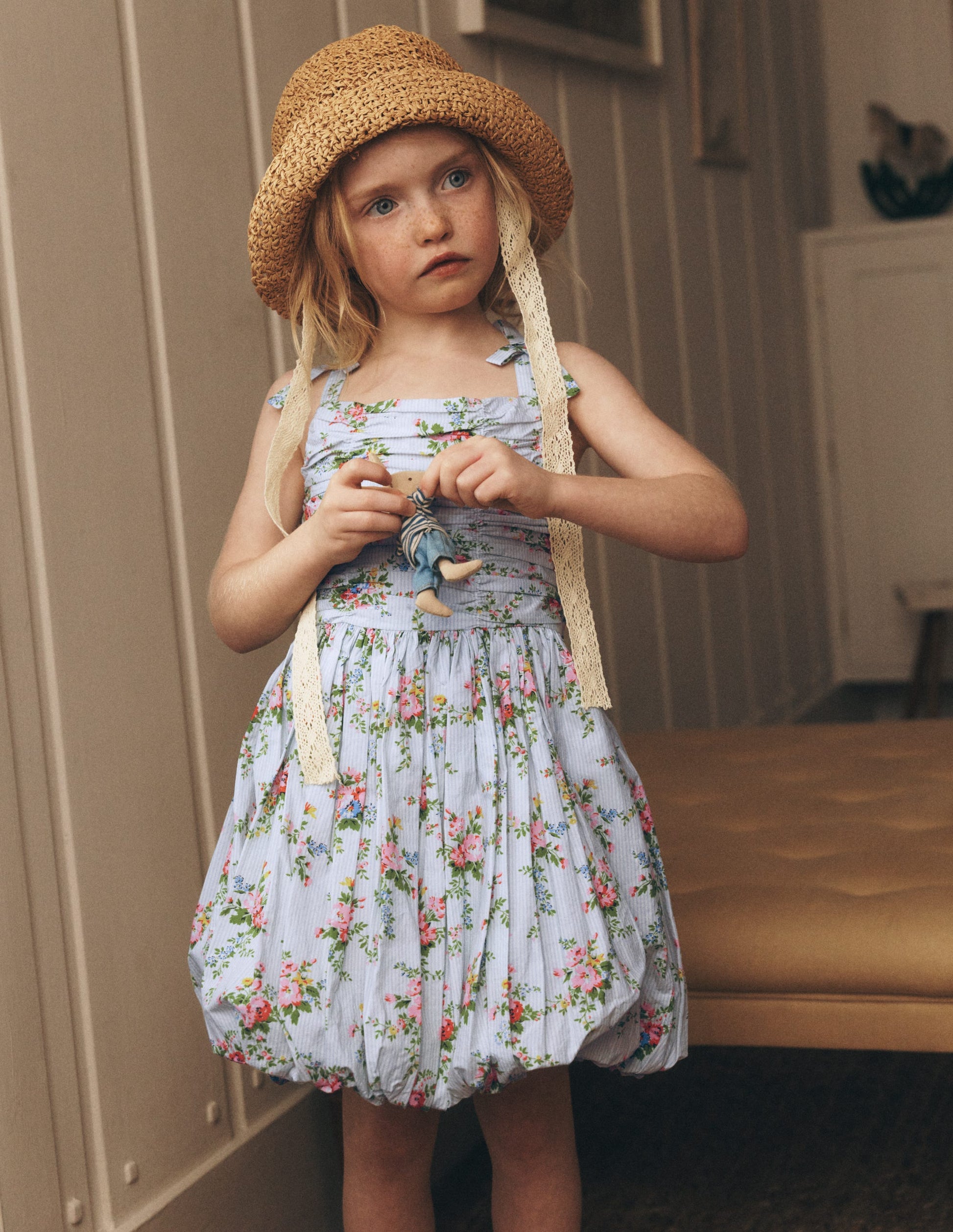 Ruched Bodice Bubble Dress-Vintage Floral-4