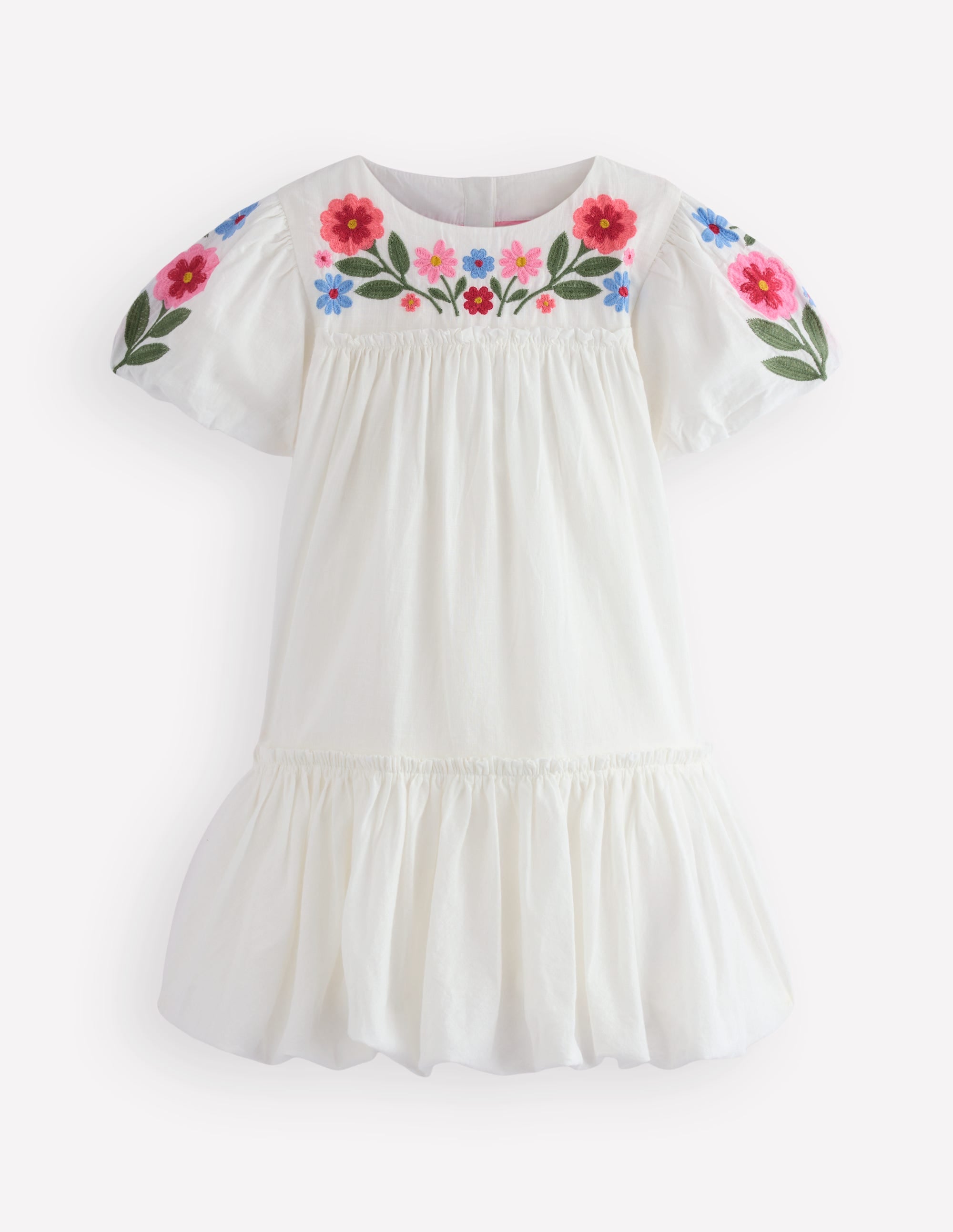 Drop Waist Bubble Dress-Soft Ivory Embroidery - Image 1