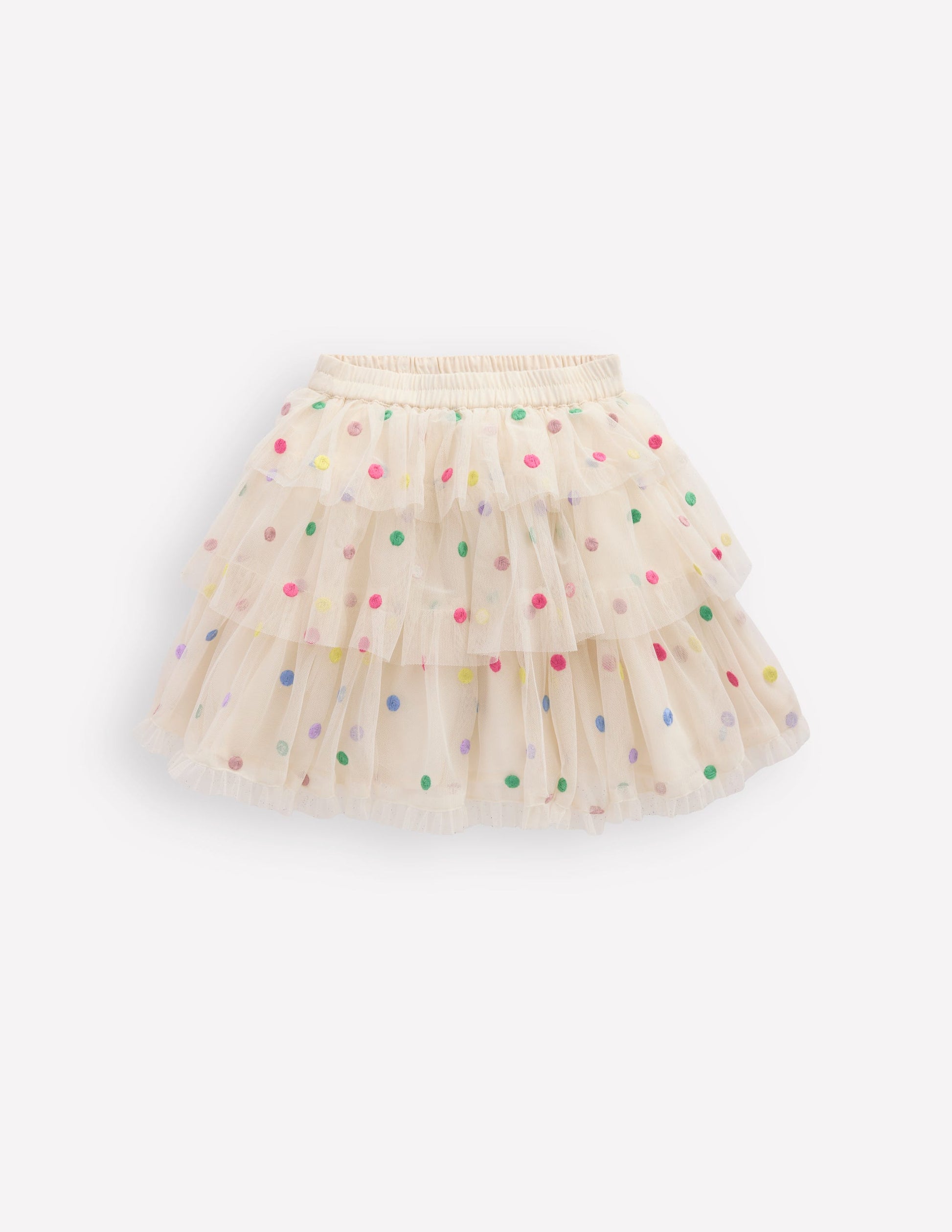 Tulle Interest Skirt-Soft Ivory Multi Spot-1