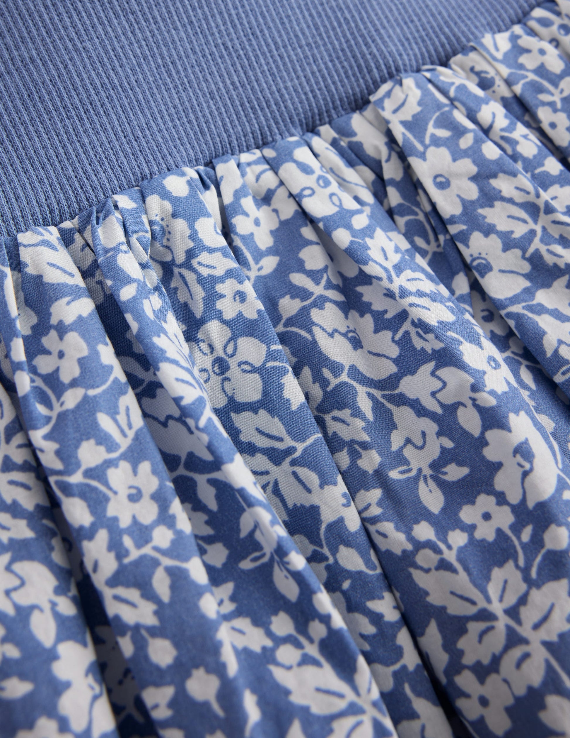 Bubble Hem Skirt-Wave Blue Vintage Ditsy Floral-4