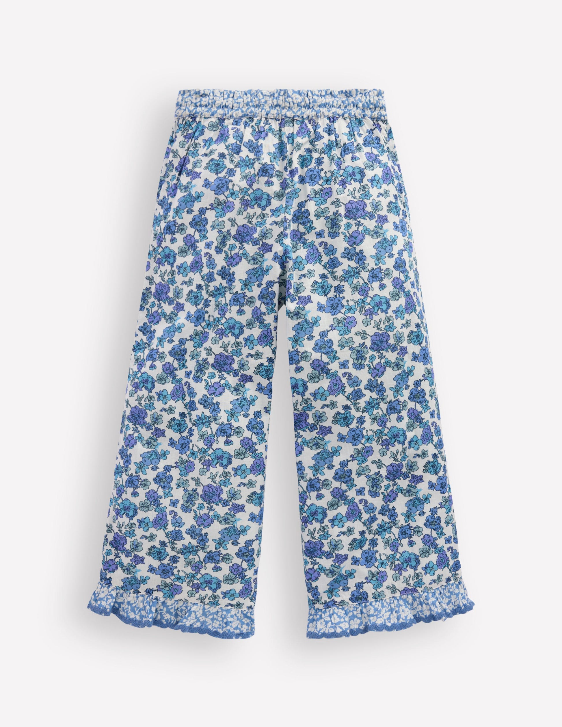 Frill Hem Pants-Blue Floral Hotch Potch-4