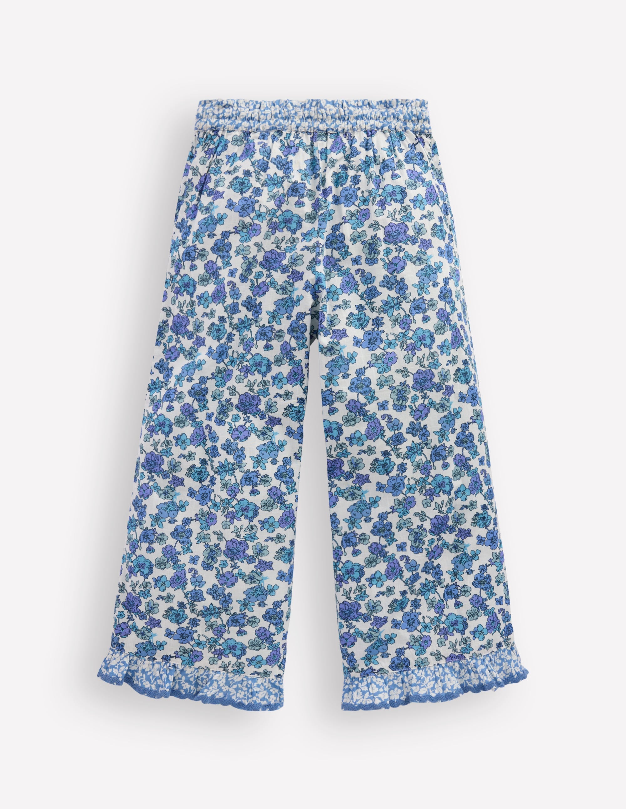 Frill Hem Pants-Blue Floral Hotch Potch - Image 3