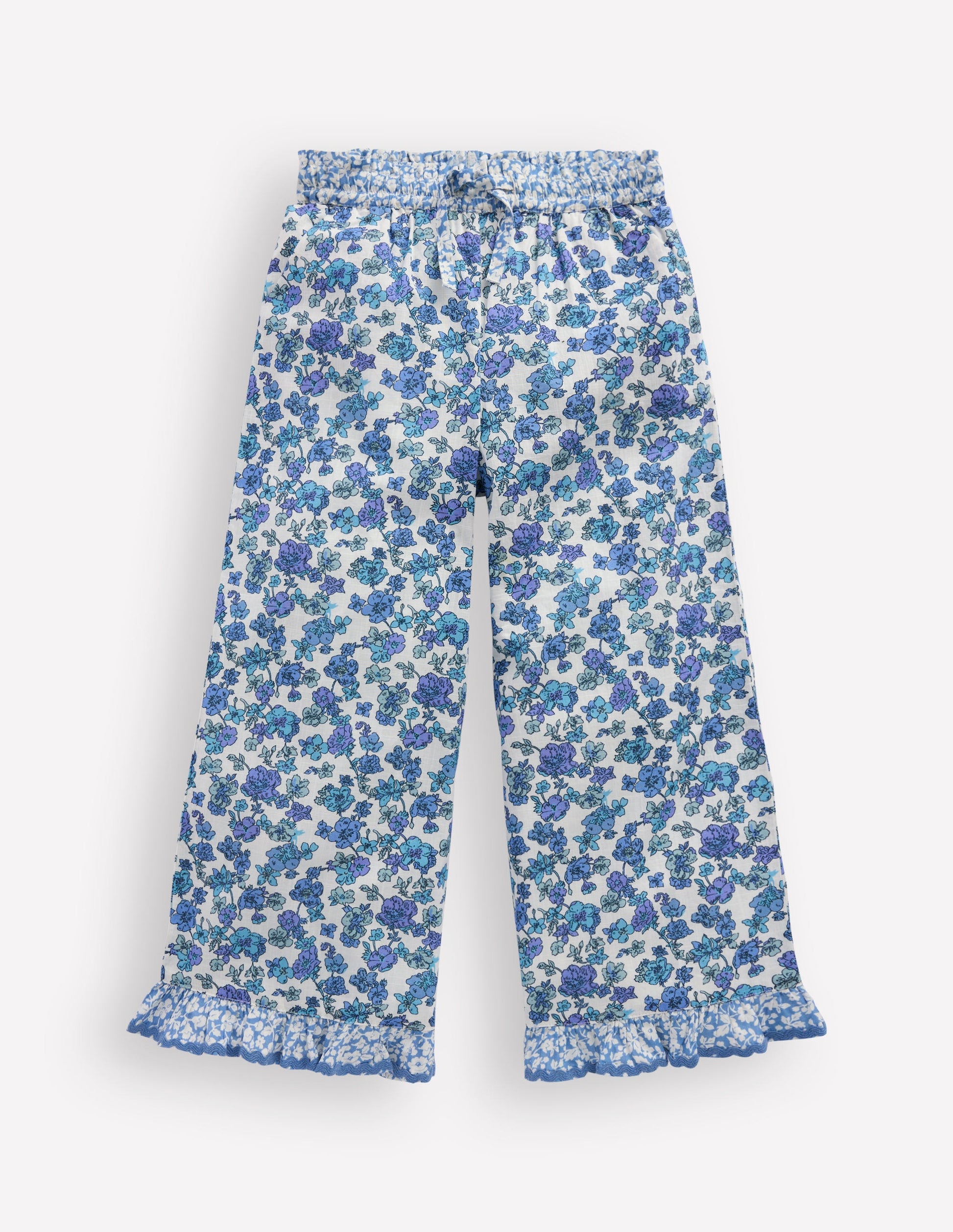 Frill Hem Pants-Blue Floral Hotch Potch-3