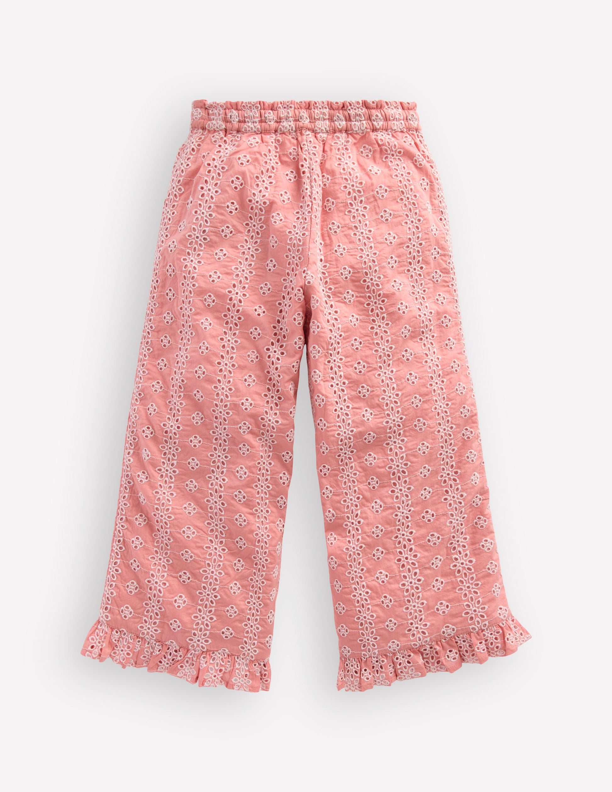 Frill Hem Pants-Pink Broderie-3