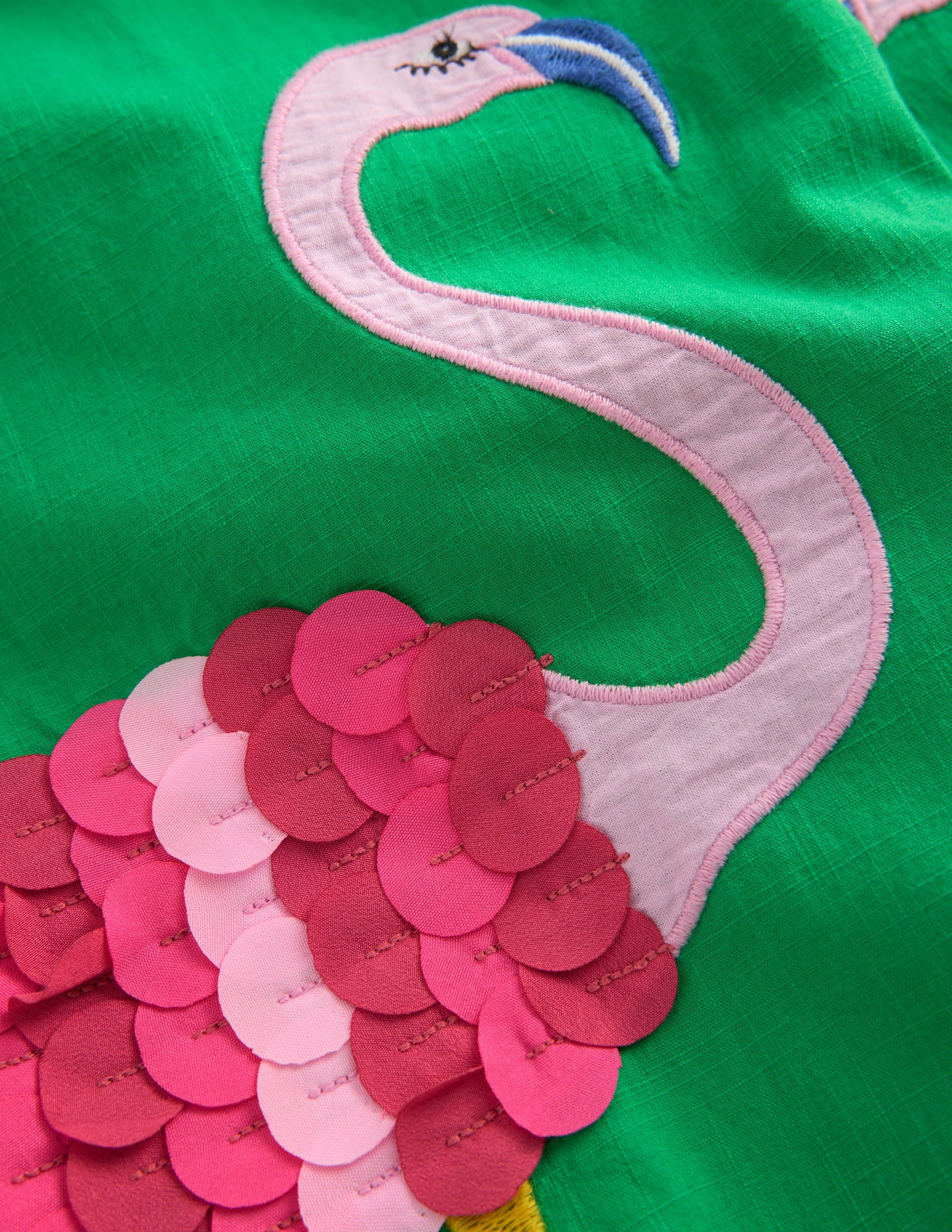 Applique Pull-on Pants-Green Flamingos - Image 3