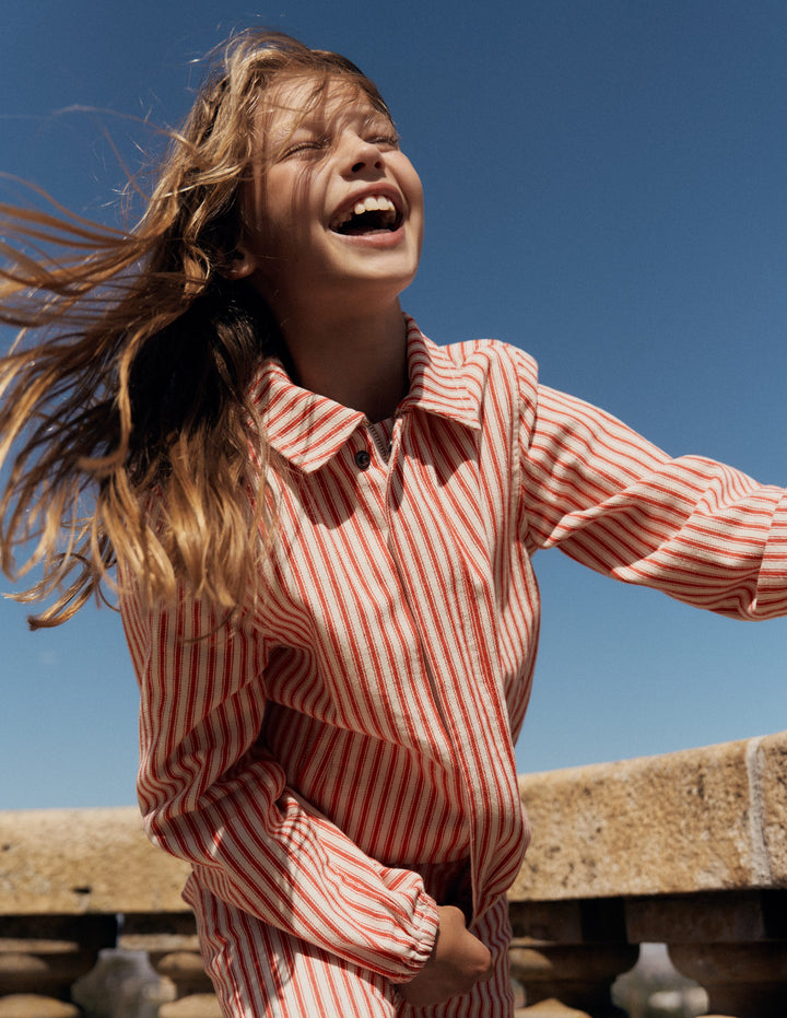 Twill bomber jacket-Poppy Red Tram Stripe