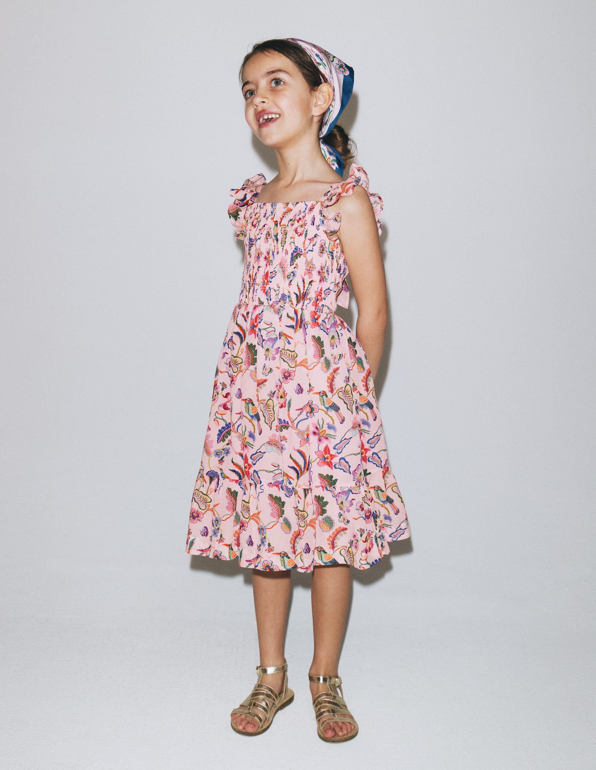 Boden Girls Shirred Bow Back Detail Dress in Pink | Size 11-12 Years Boden Girls Shirred Bow Back Detail Dress in Pink | Size 11-12 Years