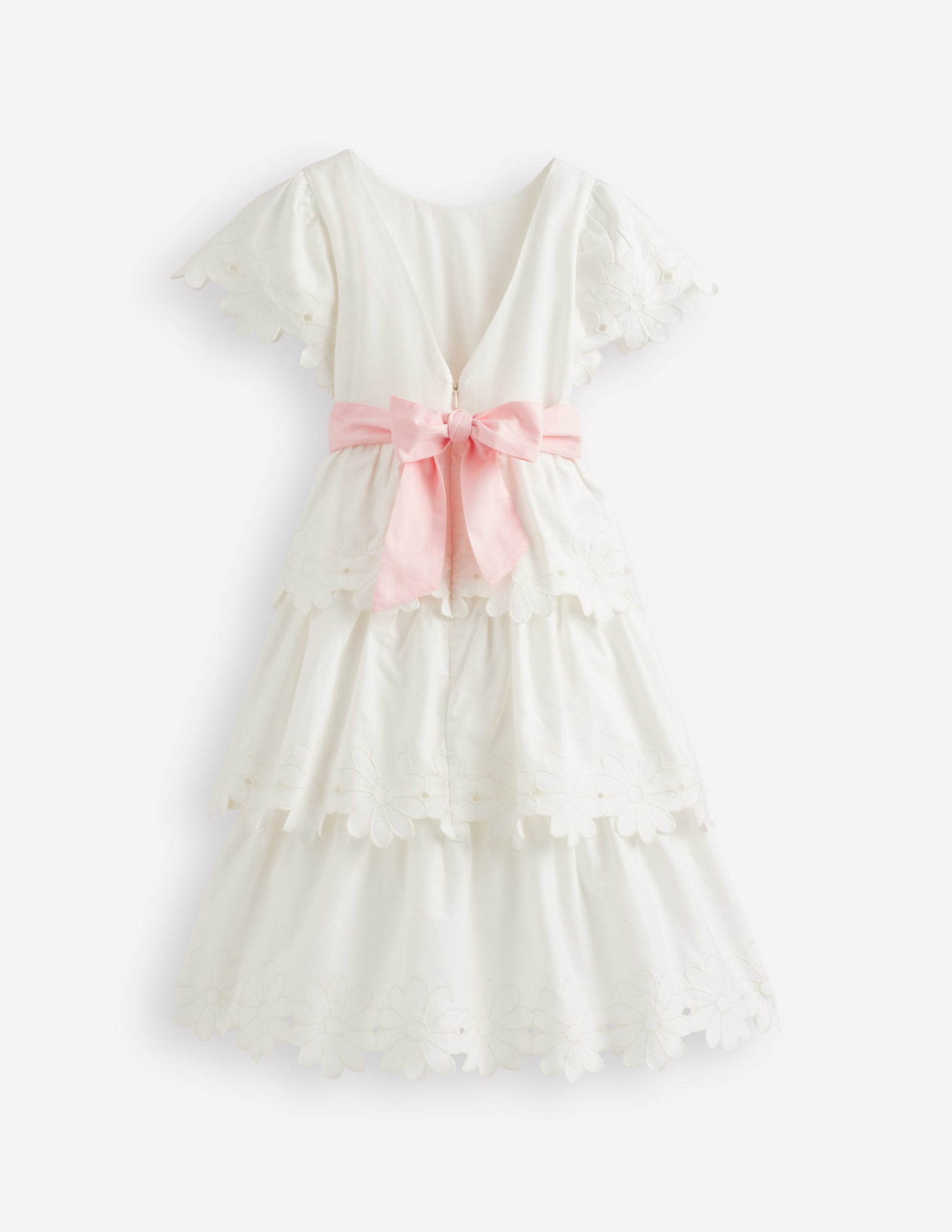 Flower Hem Occasion Dress-Soft Ivory-2