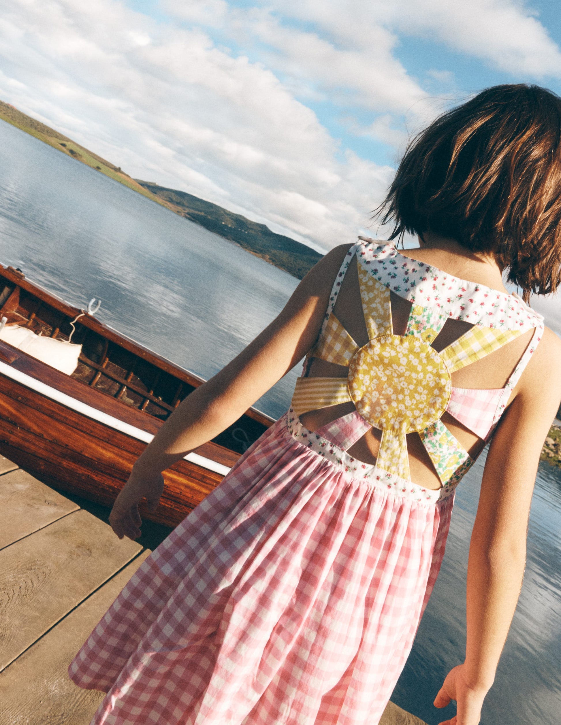 Harlow Logo Dress-Spring Blossom Gingham Sunray-1