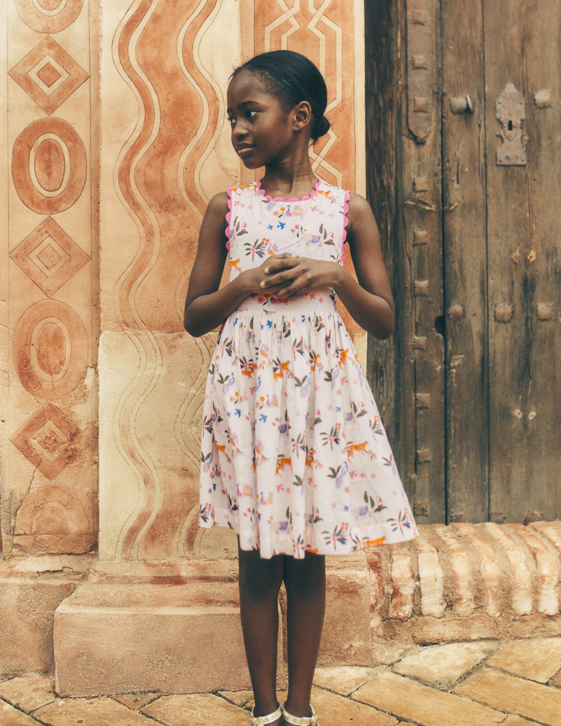 Harper Cross-Back Dress-Soft Ivory Jungle-1