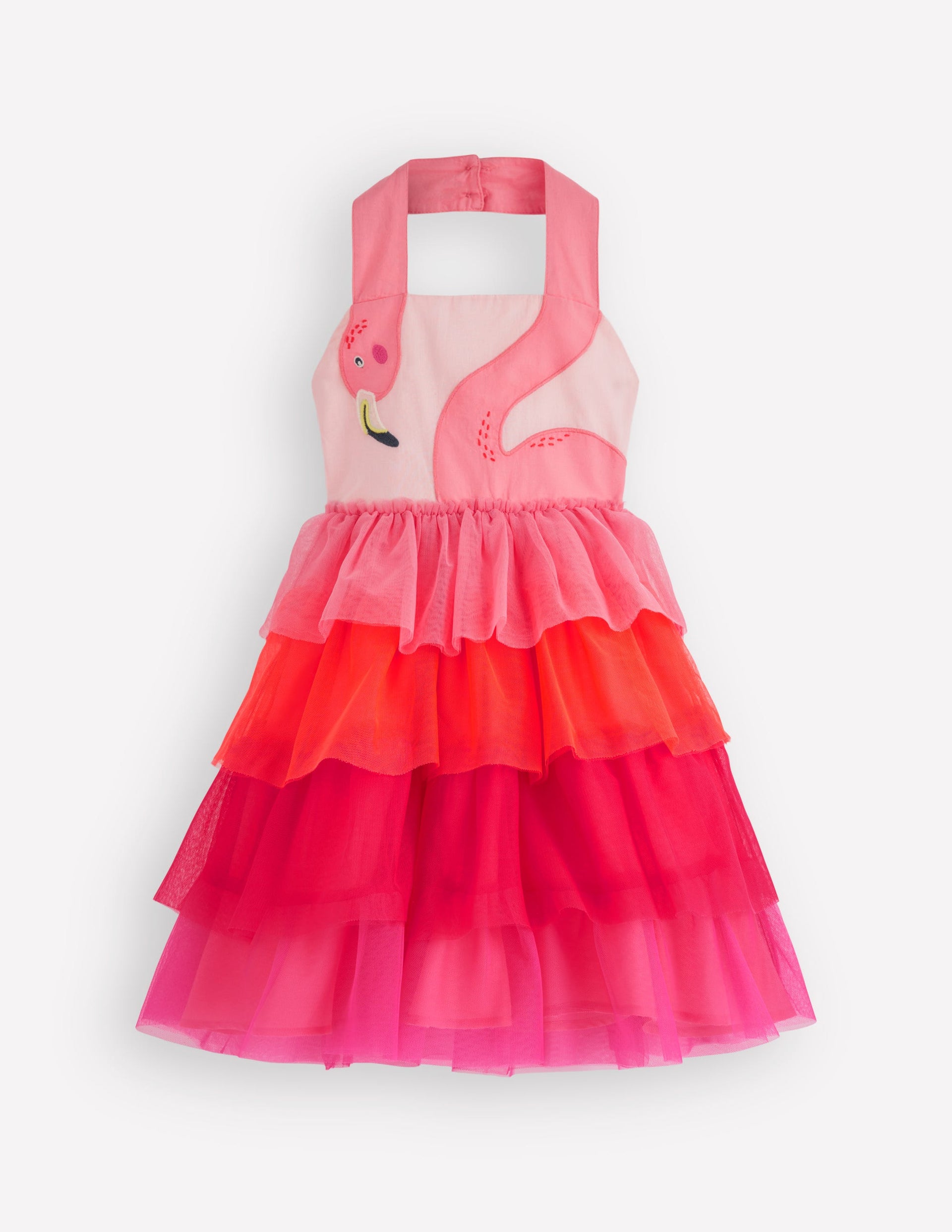 Tulle Mix Logo Dress-Salmon Pink Flamingo
