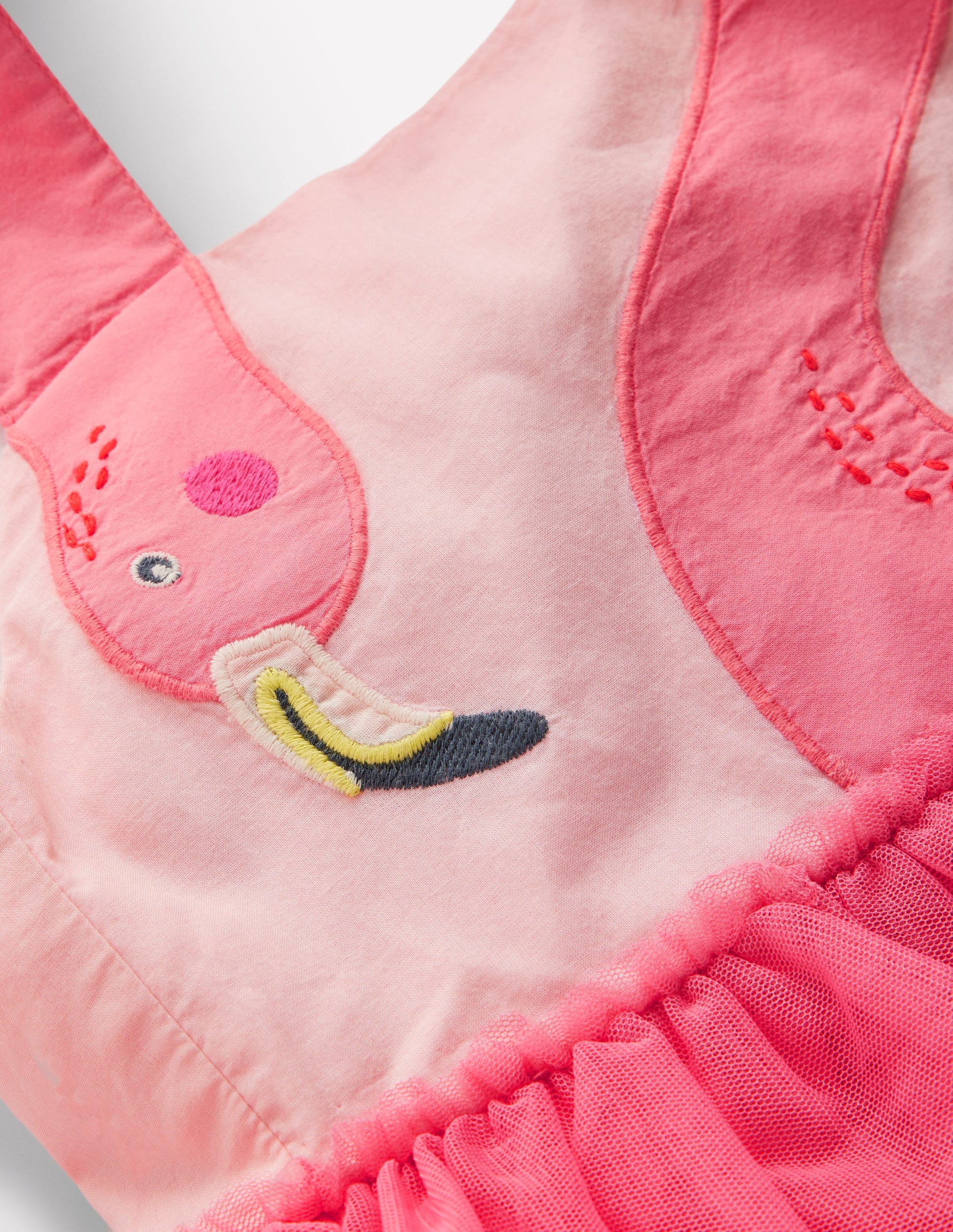 Tulle Mix Logo Dress-Salmon Pink Flamingo