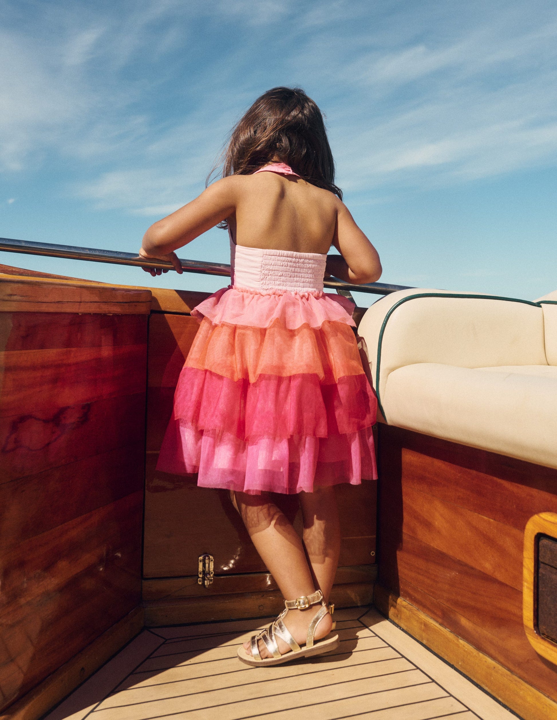 Tulle Mix Logo Dress-Salmon Pink Flamingo | Boden USA Tulle Mix Logo Dress-Salmon Pink Flamingo | Boden USA