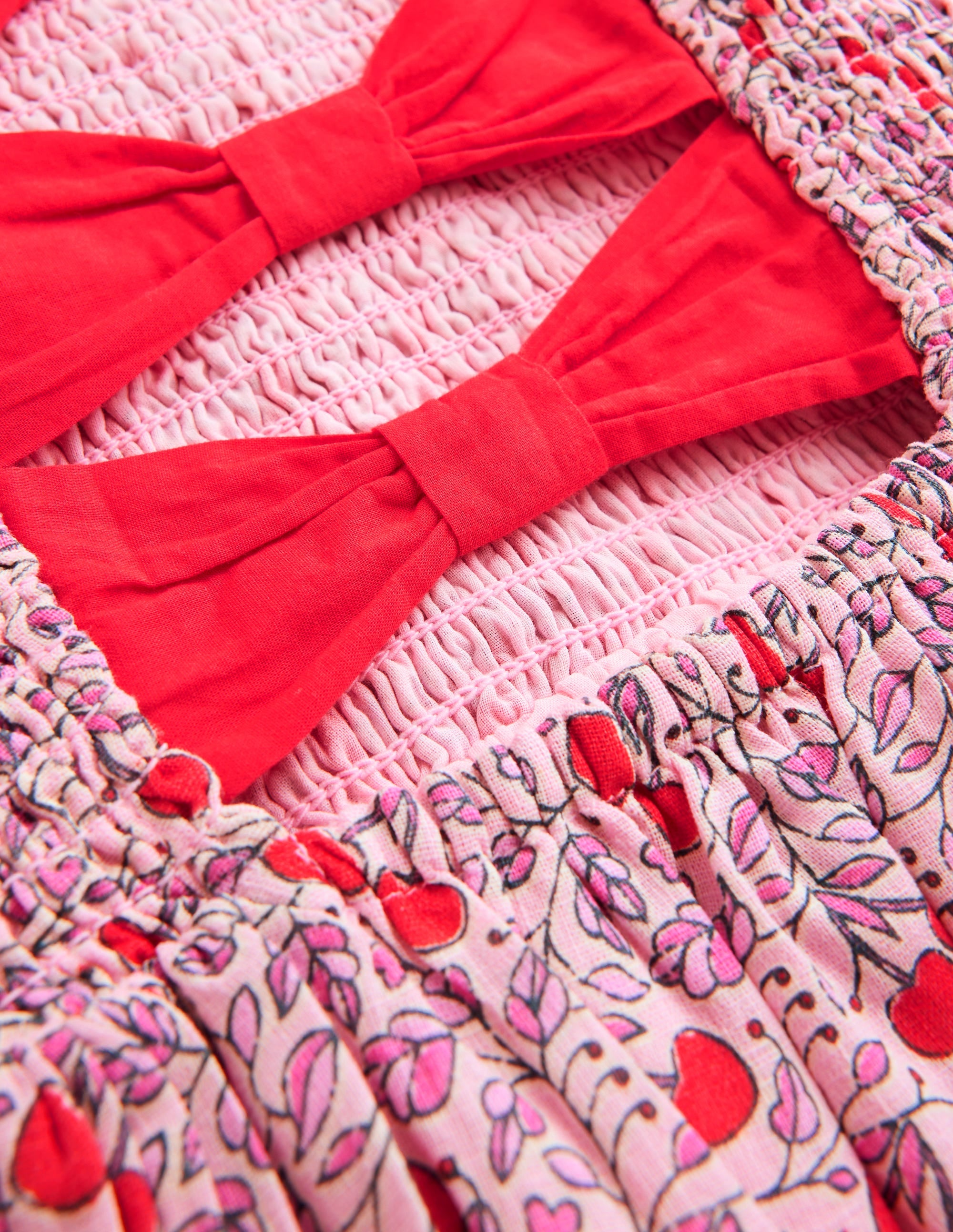 Bow Back Shirred Dress-Pink Cherries - Image 8
