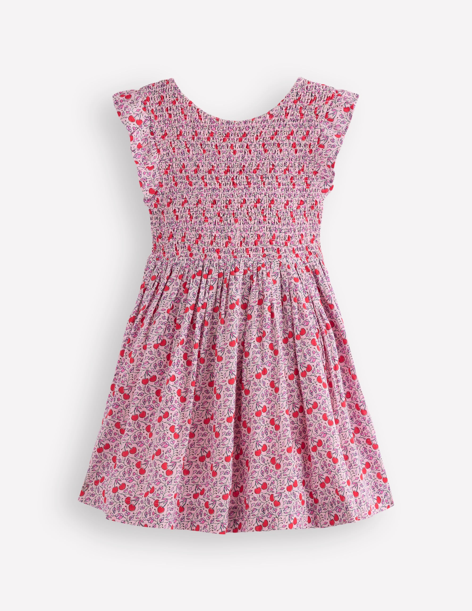 Bow Back Shirred Dress-Pink Cherries - Image 6