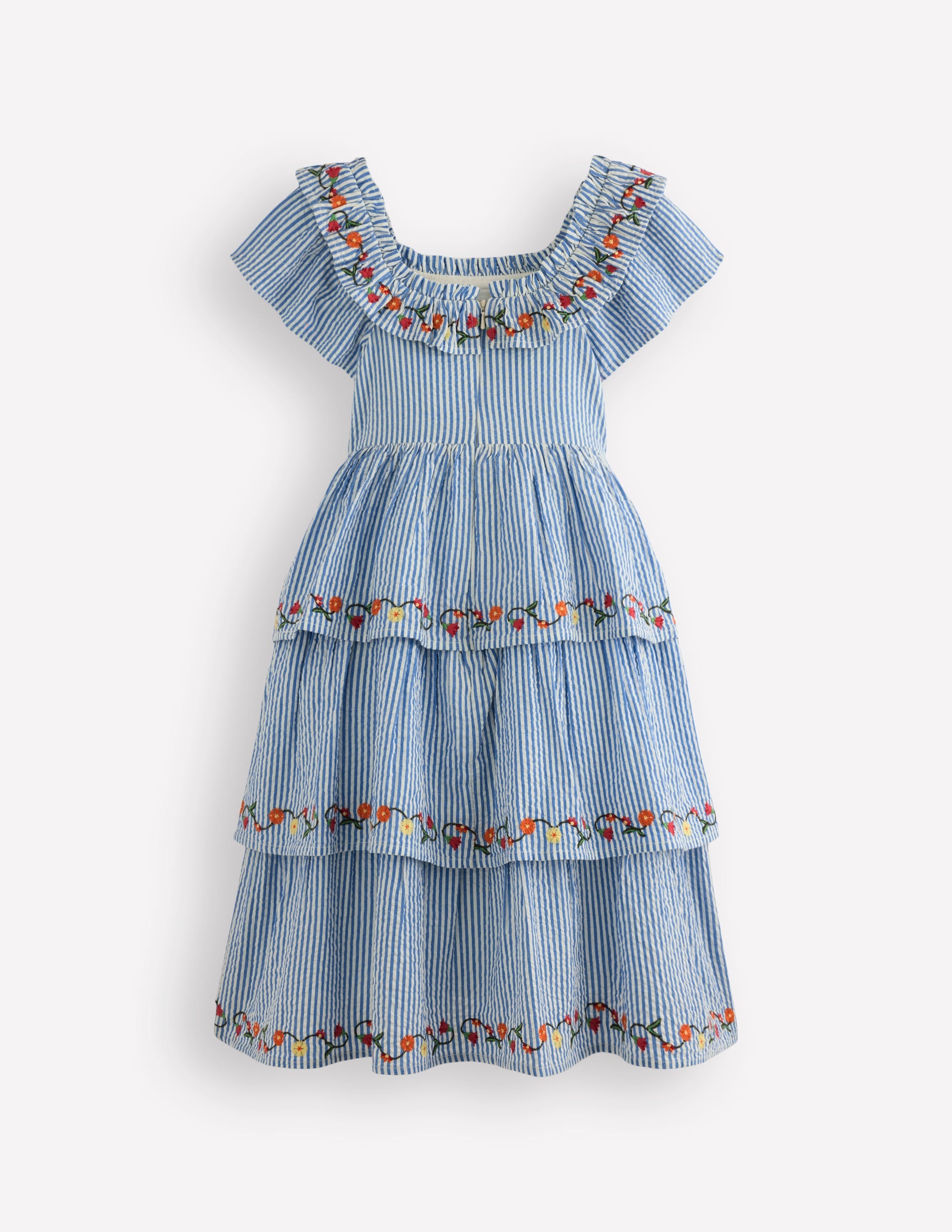 mini boden ruffle dress Tiered Ruffle Woven Dress - Soft Ivory Jungle Placement
