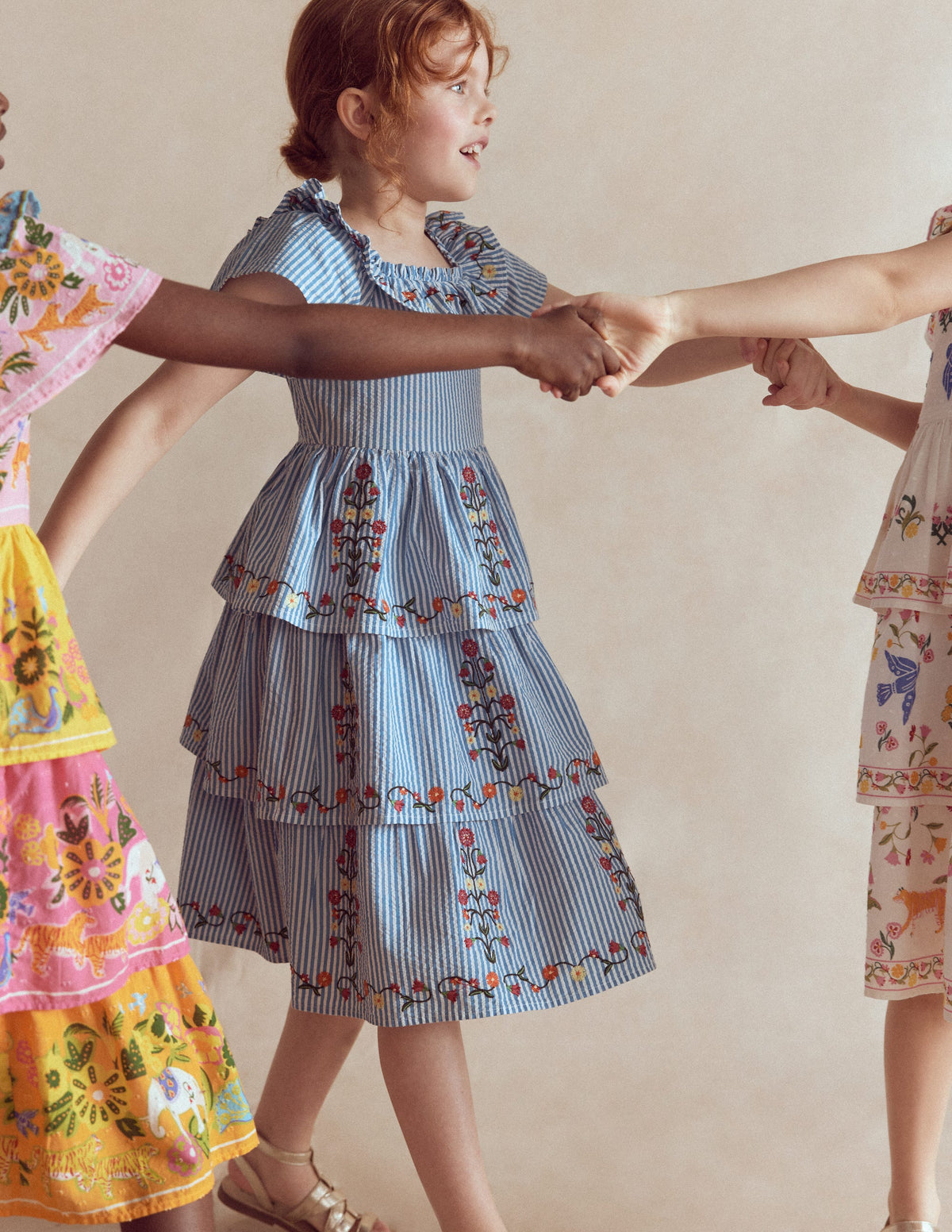 woven birdie tiered mini dress Ruffle - Ticking Stripe Floral breathable feel Material: 100%PL Size:18 36/37 Zoey Cap Sleeve Open