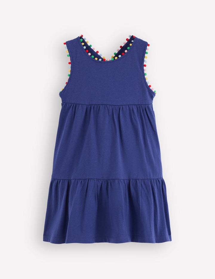 Jersey Cross-back Dress-Starboard Blue