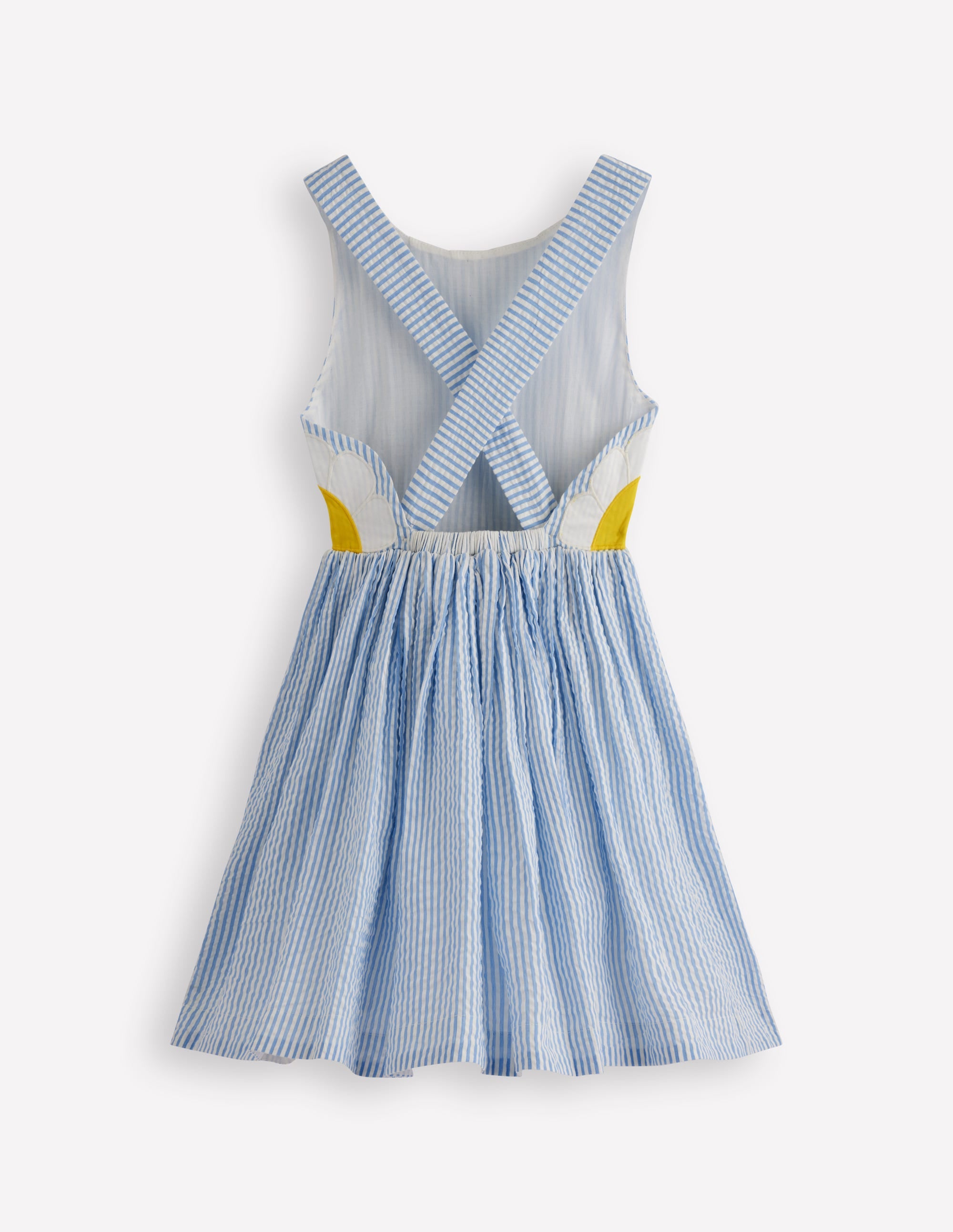 46◆ MISS BLUE・PET パピリーヒルズDaisy girl エプロン Novelty Cross-back Dress-Blue Daisy Applique | Boden USA