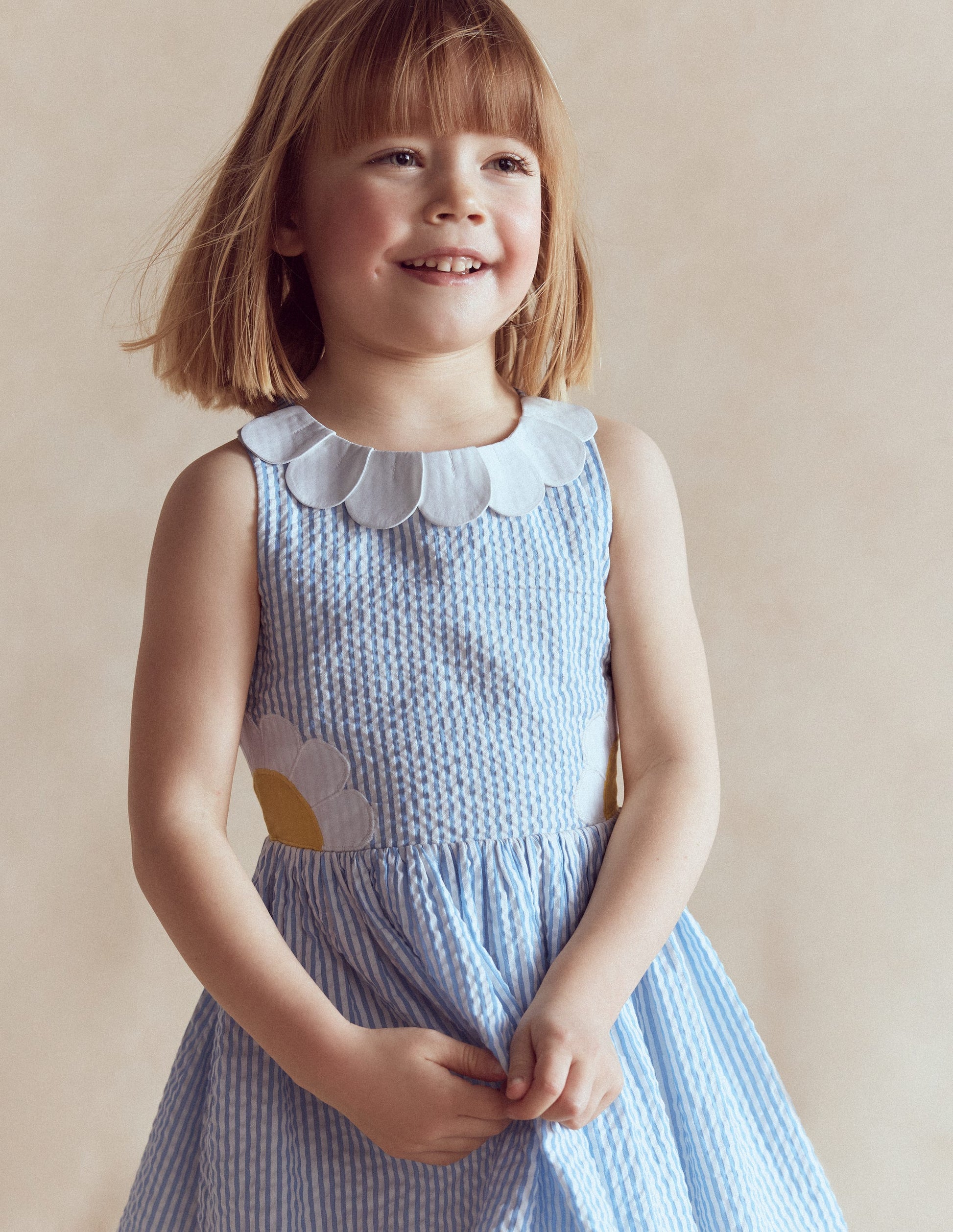 Novelty Cross-back Dress-Blue Daisy Applique | Boden USA Novelty Cross-back Dress-Blue Daisy Applique | Boden USA