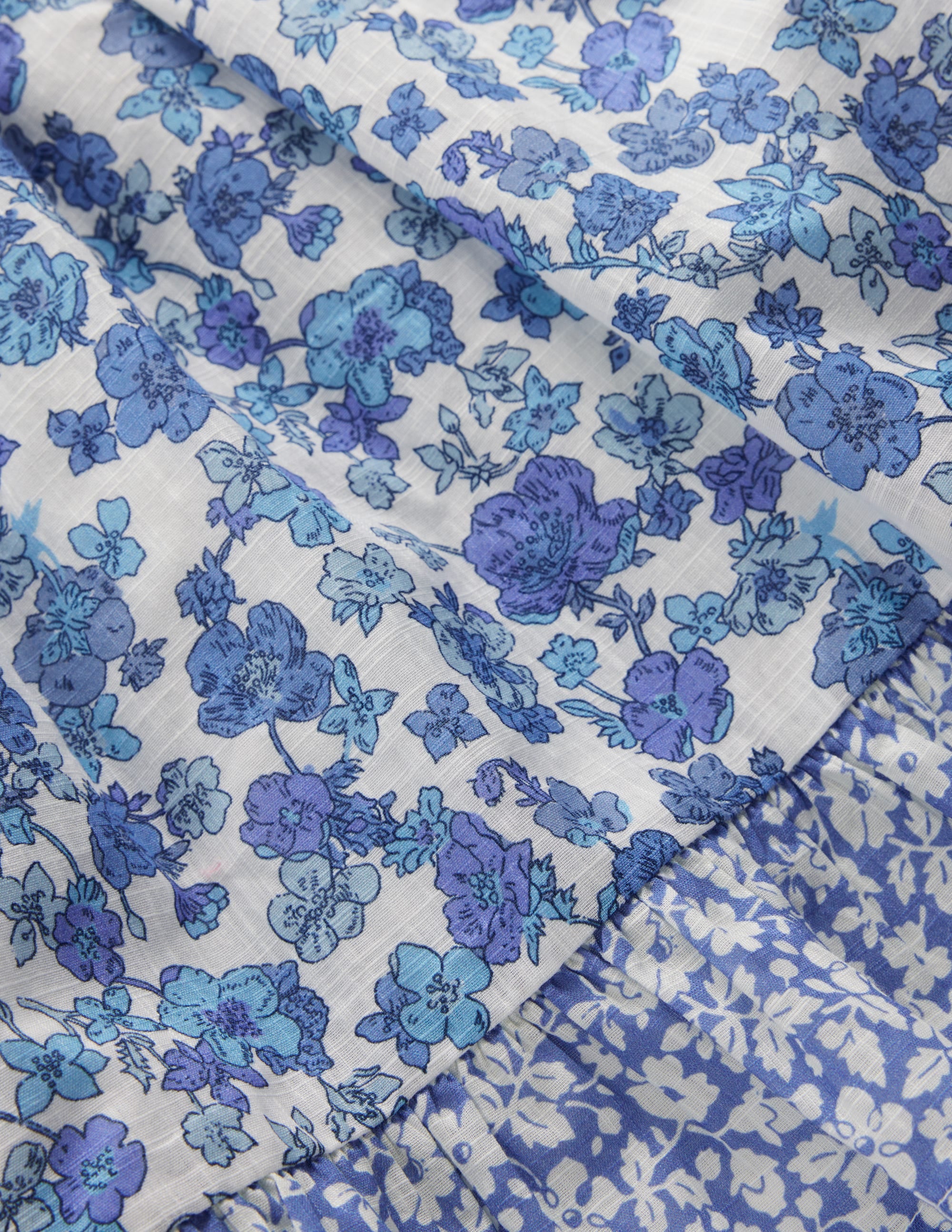 Gathered Woven Dress-Blue Sprig - Image 3