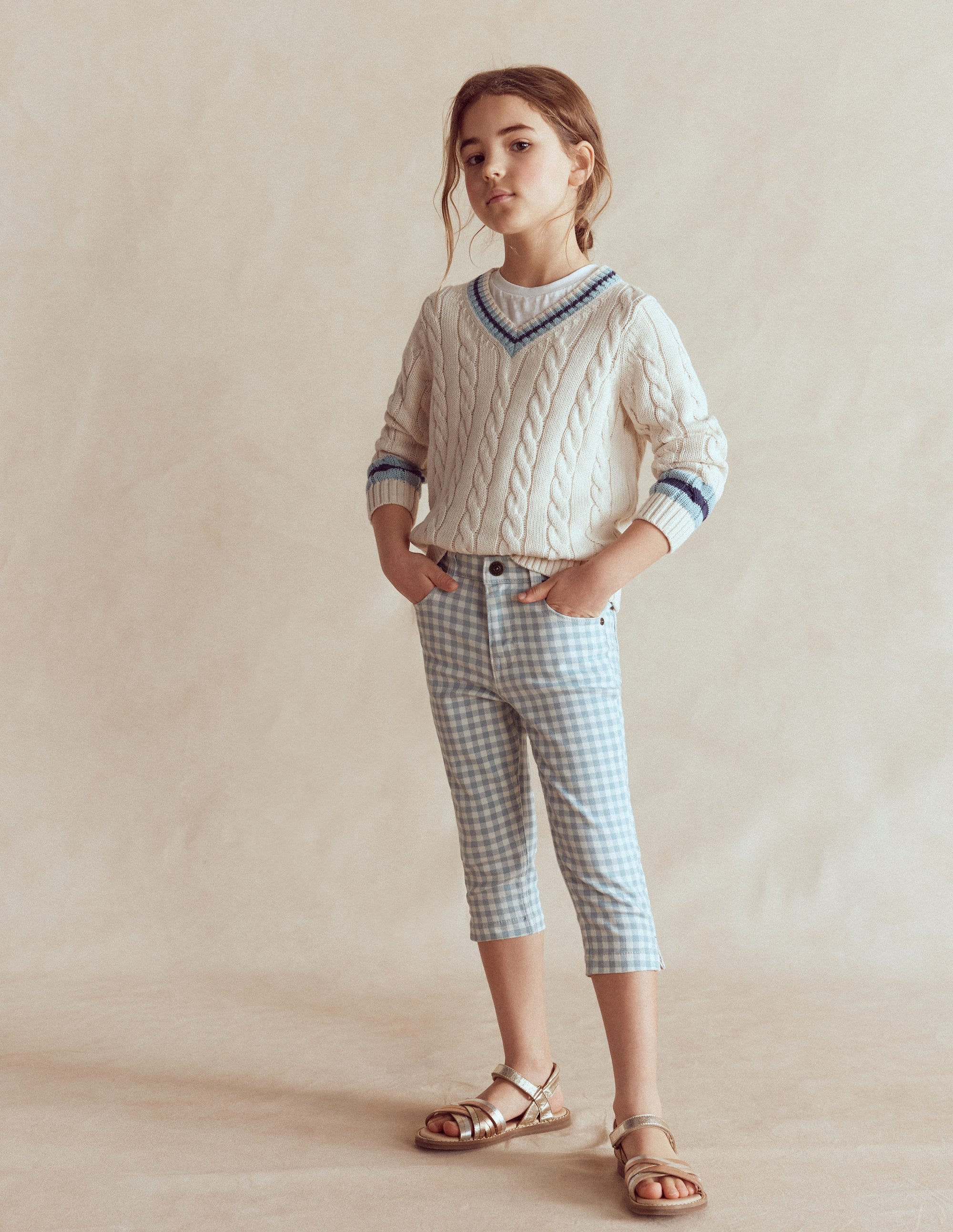 Capri Pants-Blue Gingham - Image 1