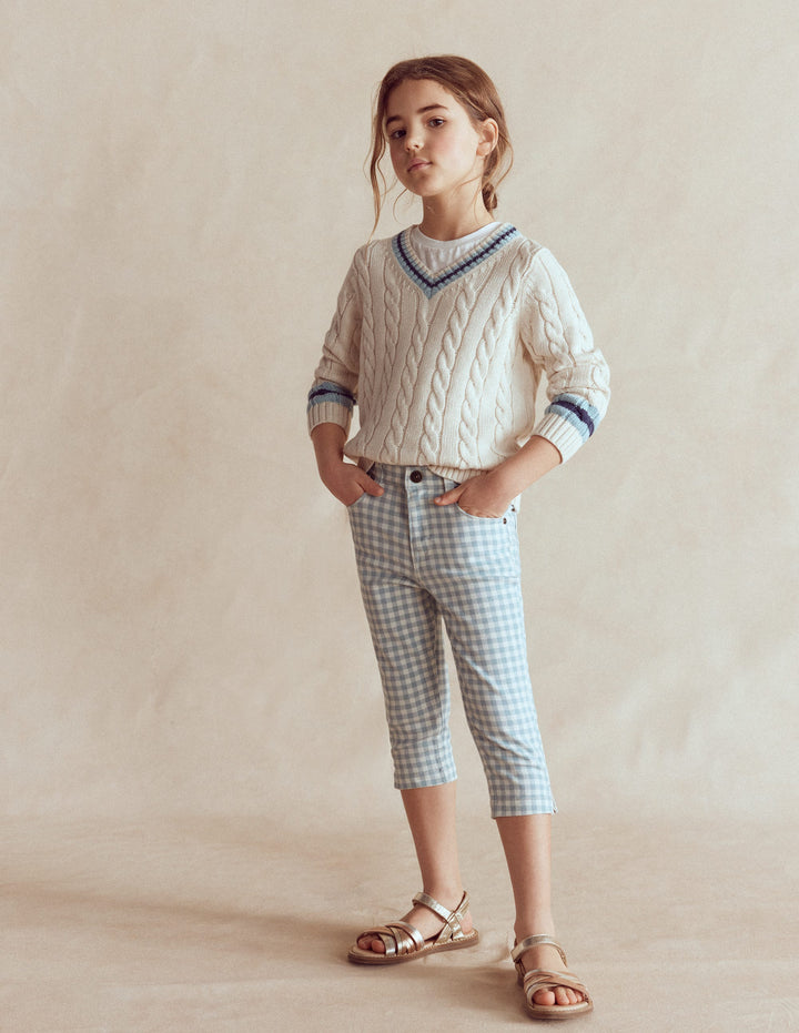 Capri Pants-Blue Gingham