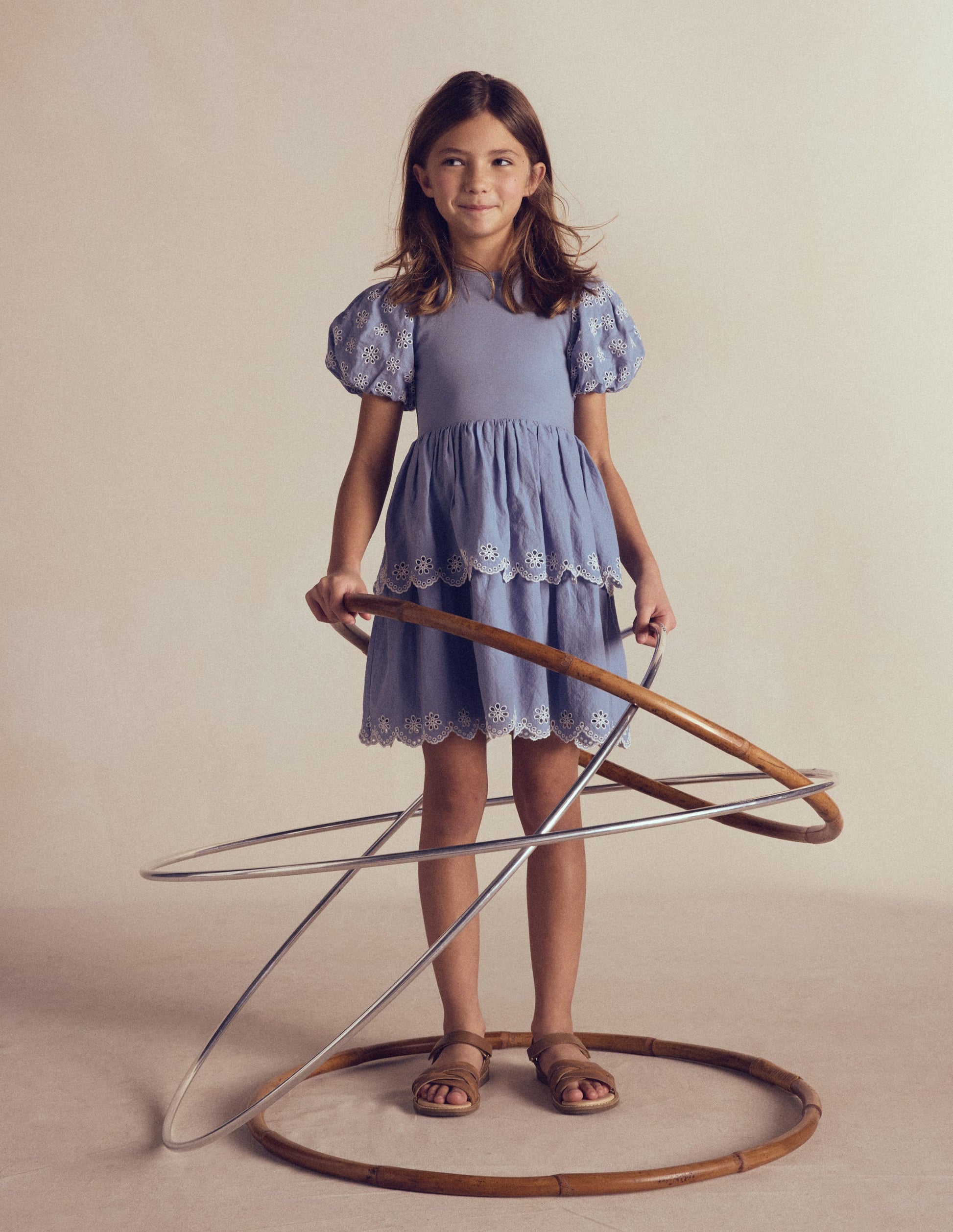 Boden Girls Broderie Rara Jersey Dress in Blue | Size 3-4 Years Boden Girls Broderie Rara Jersey Dress in Blue | Size 3-4 Years