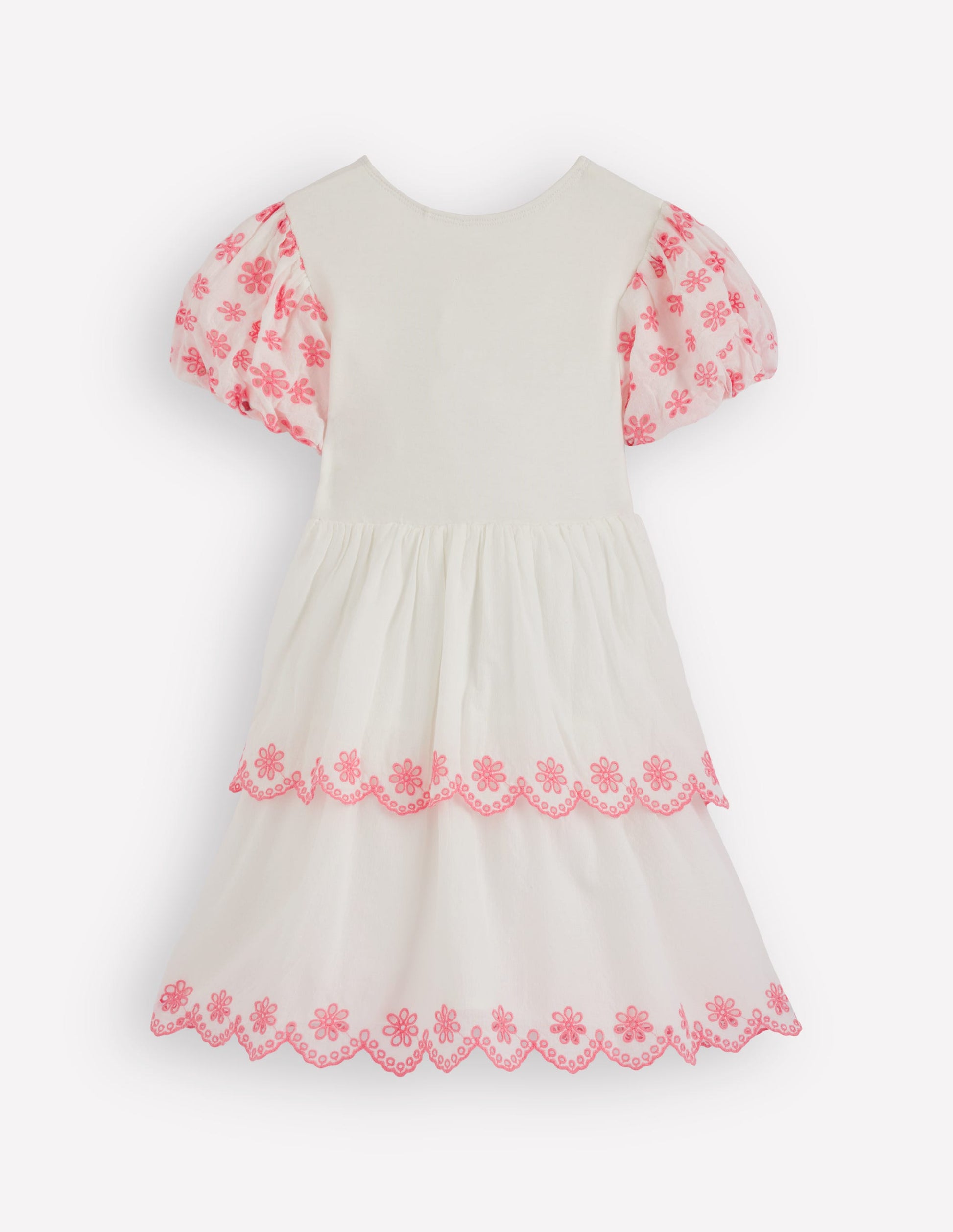 Boden Girls Broderie Rara Jersey Dress in White