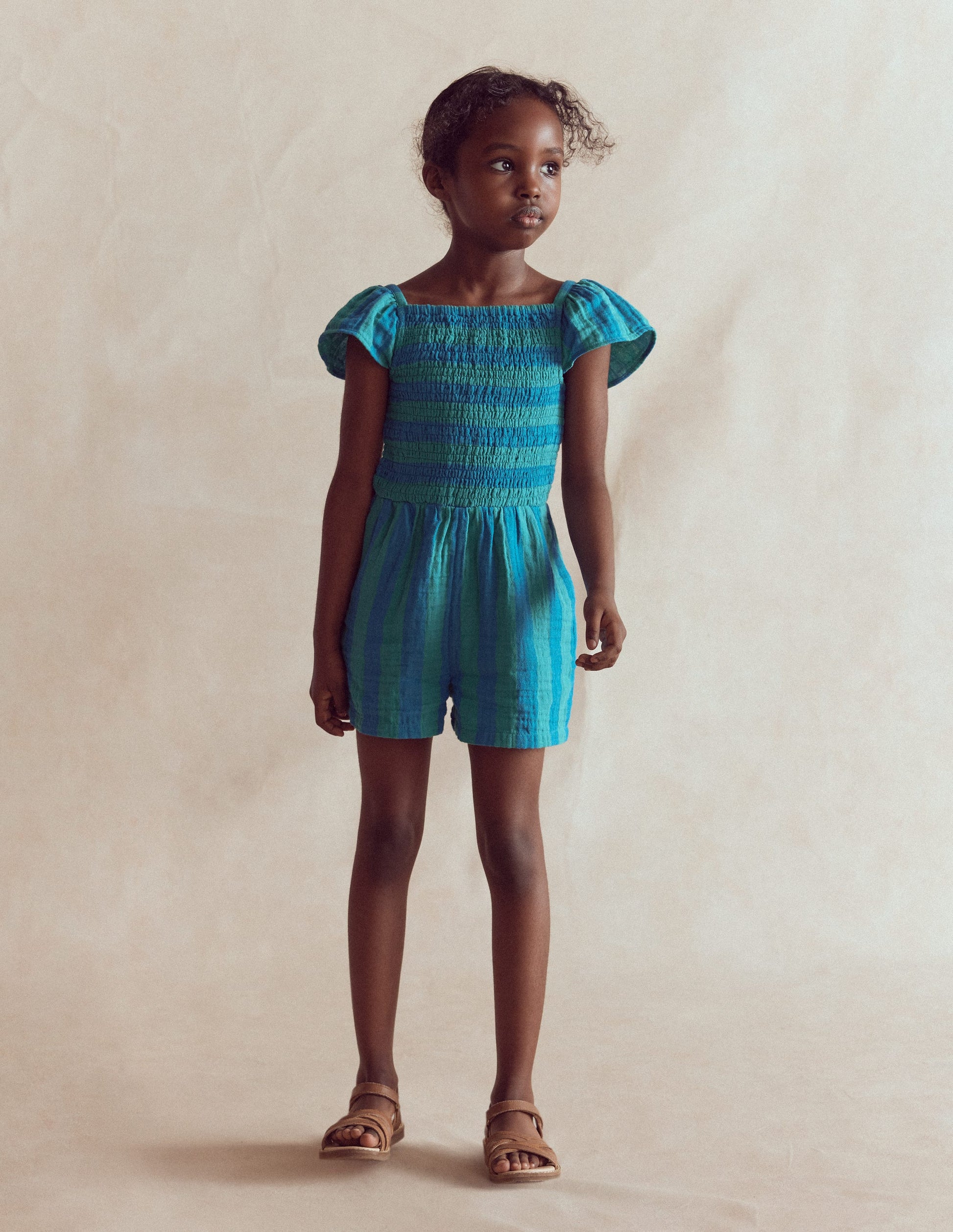 Double Cloth Playsuit-Aurora Blue Stripe-2