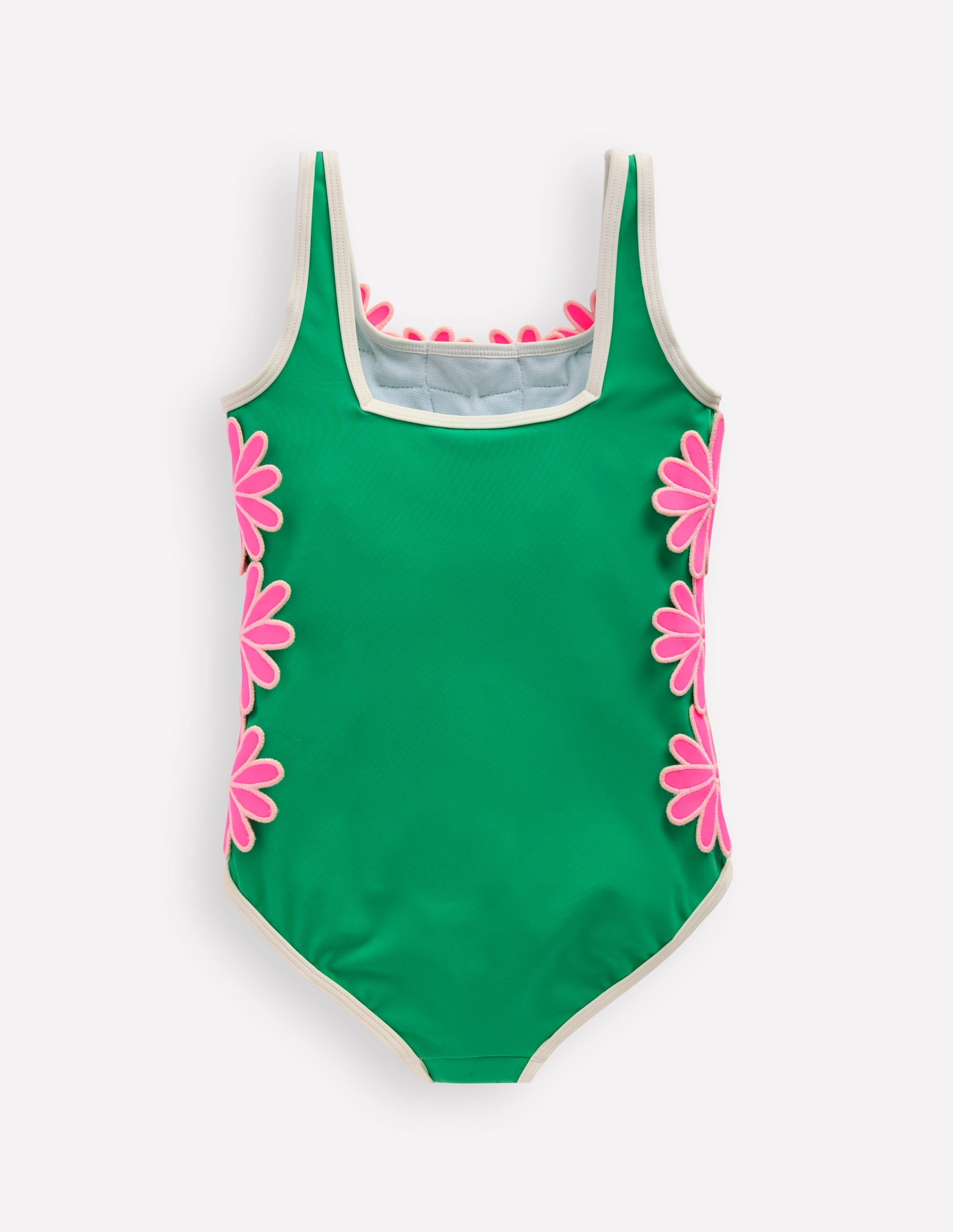 Appliqué Swimsuit-Pea Green/Sorbet Pink Daisy - Image 2