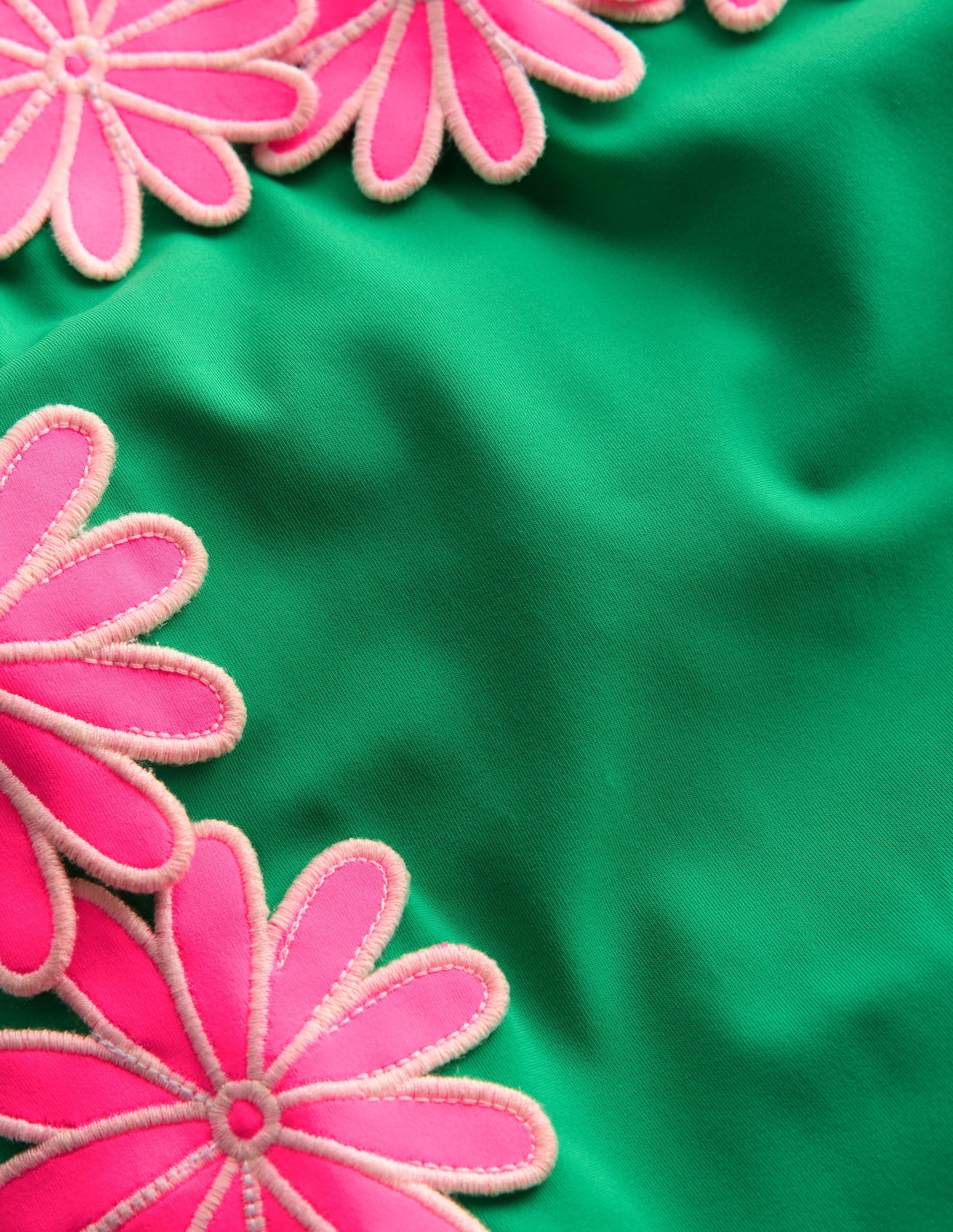 Appliqué Swimsuit-Pea Green/Sorbet Pink Daisy - Image 3