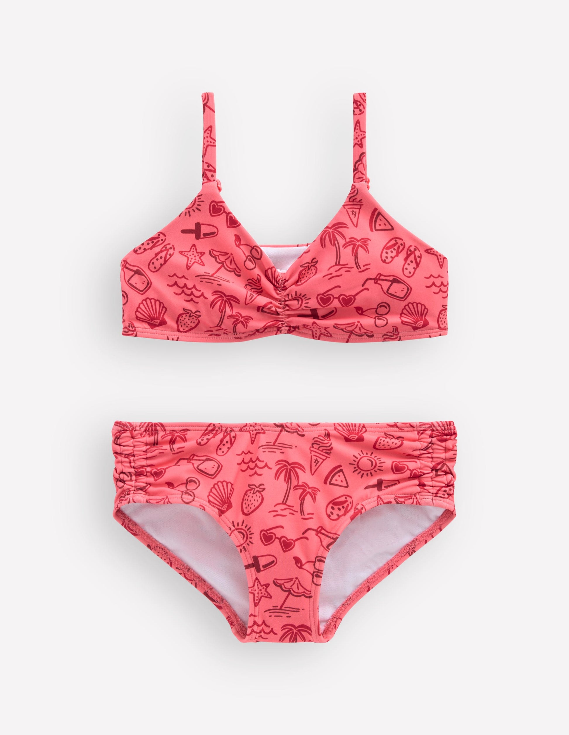 Ruched Bikini-Pink Holiday-1