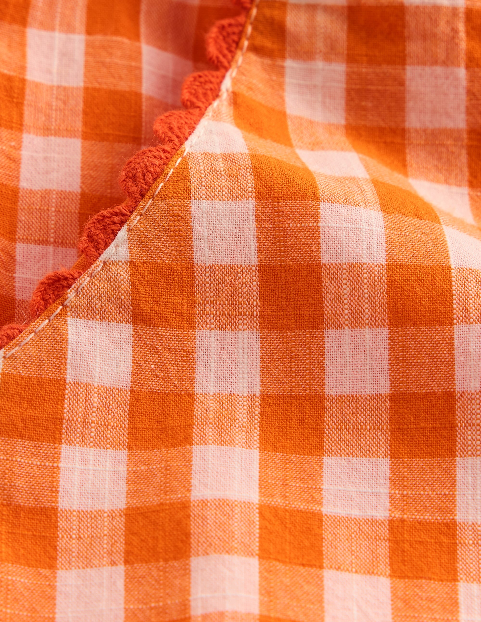 Wide Leg Pants-Orange/Ivory Gingham - Image 3