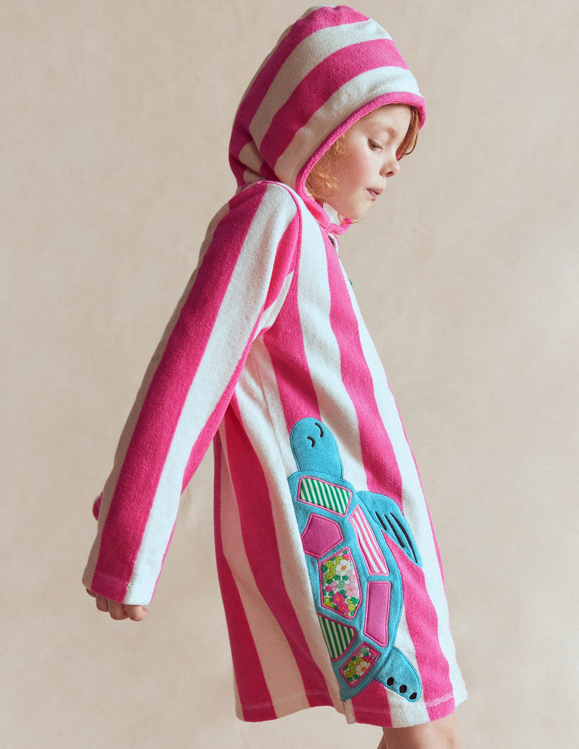 Fun Romie Towelling Zip-Up-Sorbet Pink Turtles - Image 1