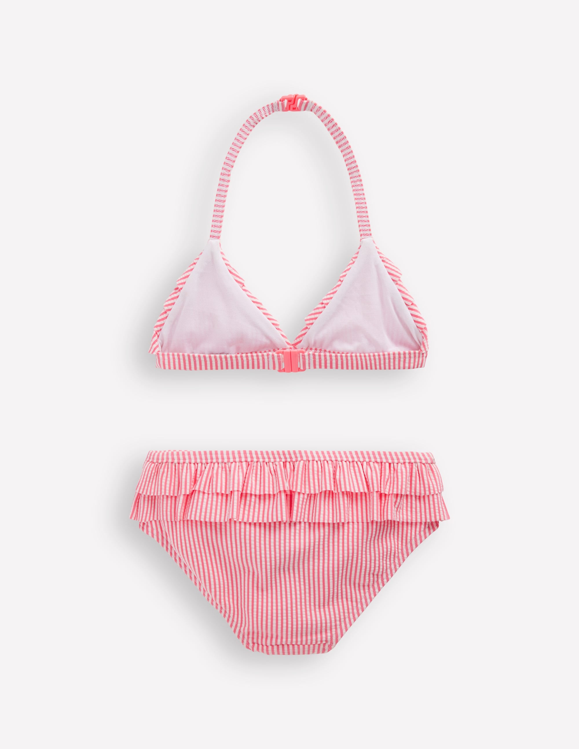 Frill Bikini-Salmon Pink Stripe - Image 2