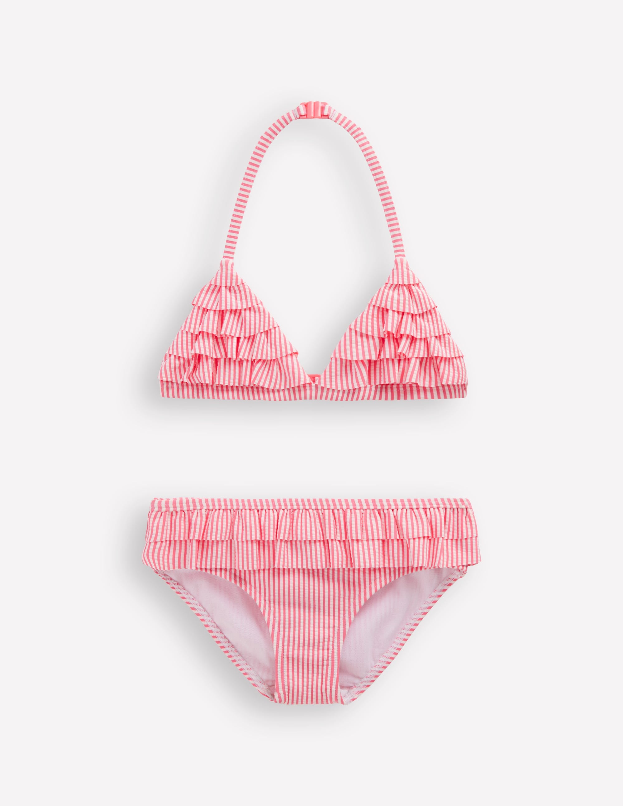 Frill Bikini-Salmon Pink Stripe - Image 1