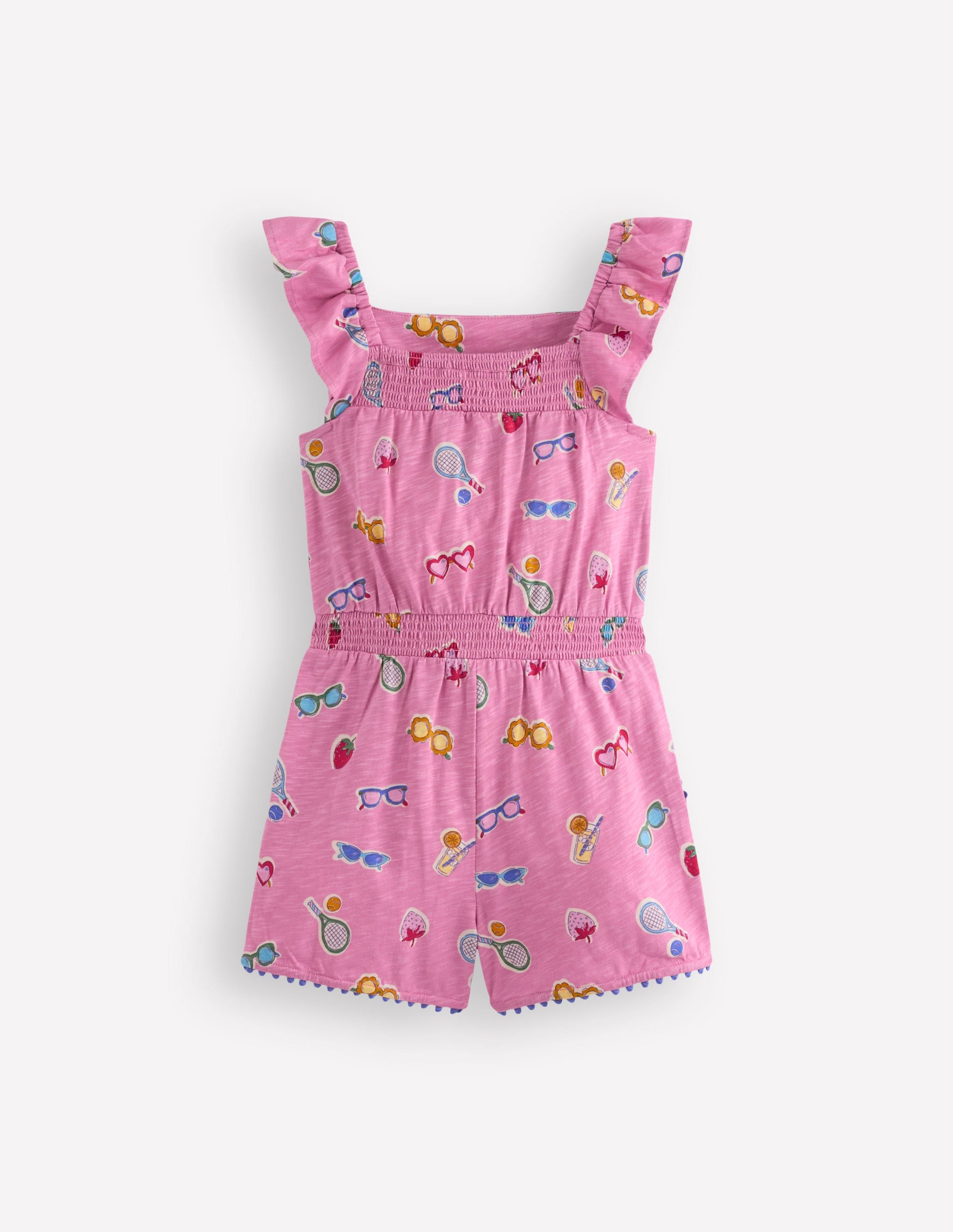 Ciara Pom Trim Jersey Romper-Formica Pink Holiday-2