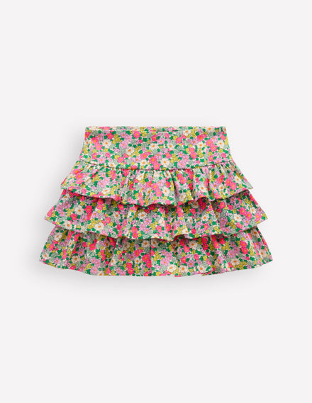 Frill Jersey Skort-Multi Summer Flowerbed