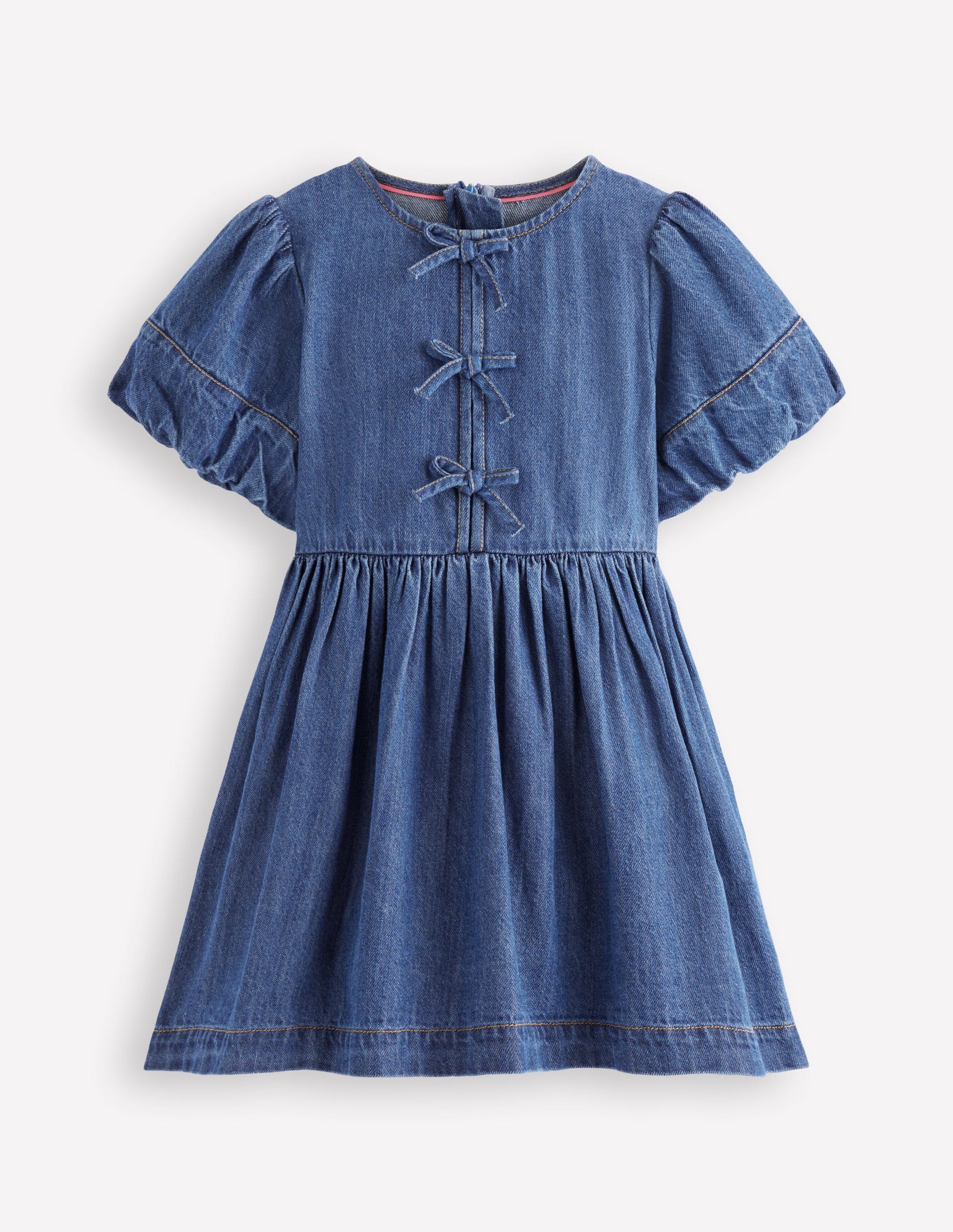 Boden Girls Bow Front Woven Dress in Blue Boden Girls Bow Front Woven Dress in Blue