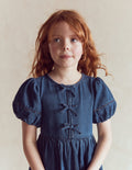 Bow Front Woven Dress-Mid Vintage Denim
