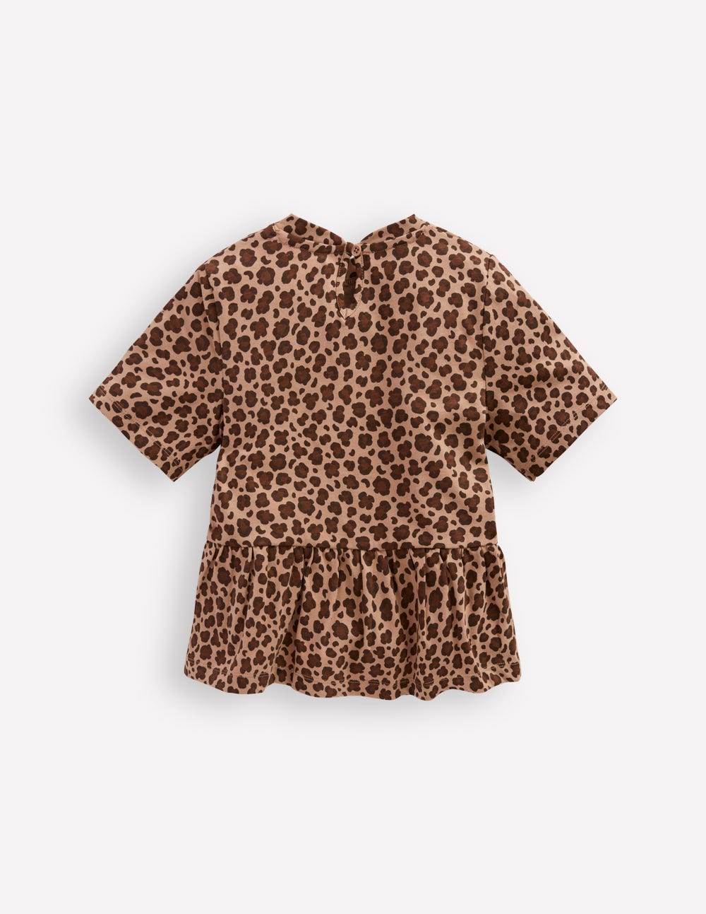 Short Sleeve Peplum Top-Partridge Brown Leopard Print-2