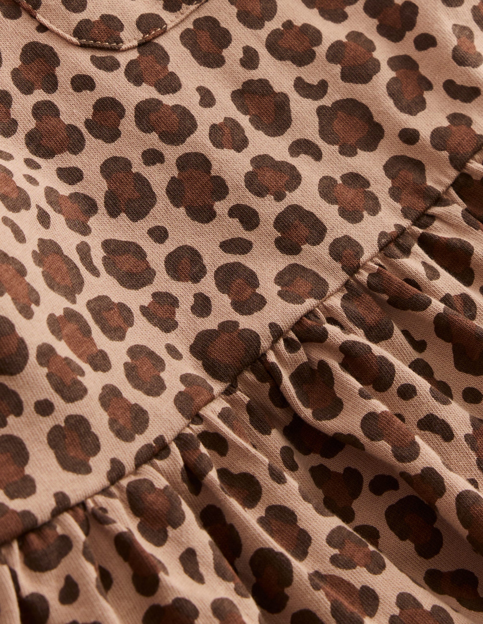 Short Sleeve Peplum Top-Partridge Brown Leopard Print-3