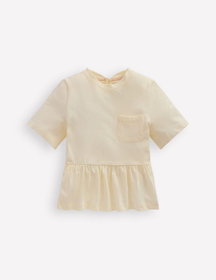 Short Sleeve Peplum Top-Soft Ivory