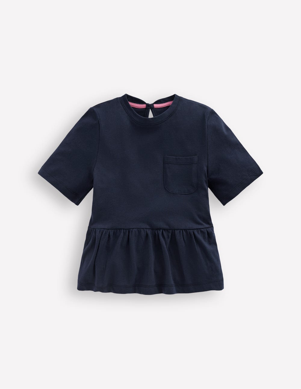Short Sleeve Peplum Top-Navy Blazer (19-3923 TCX)-1