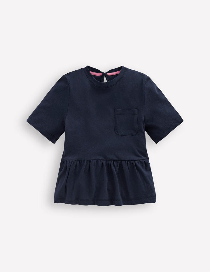 Short Sleeve Peplum Top-Navy Blazer (19-3923 TCX)
