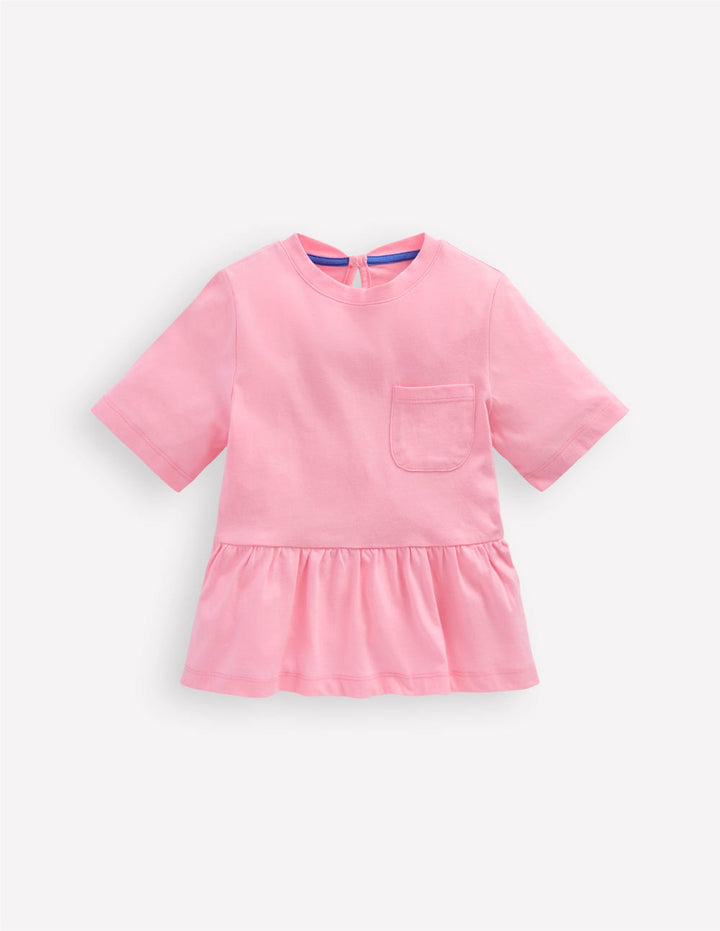 Short Sleeve Peplum Top-Pink