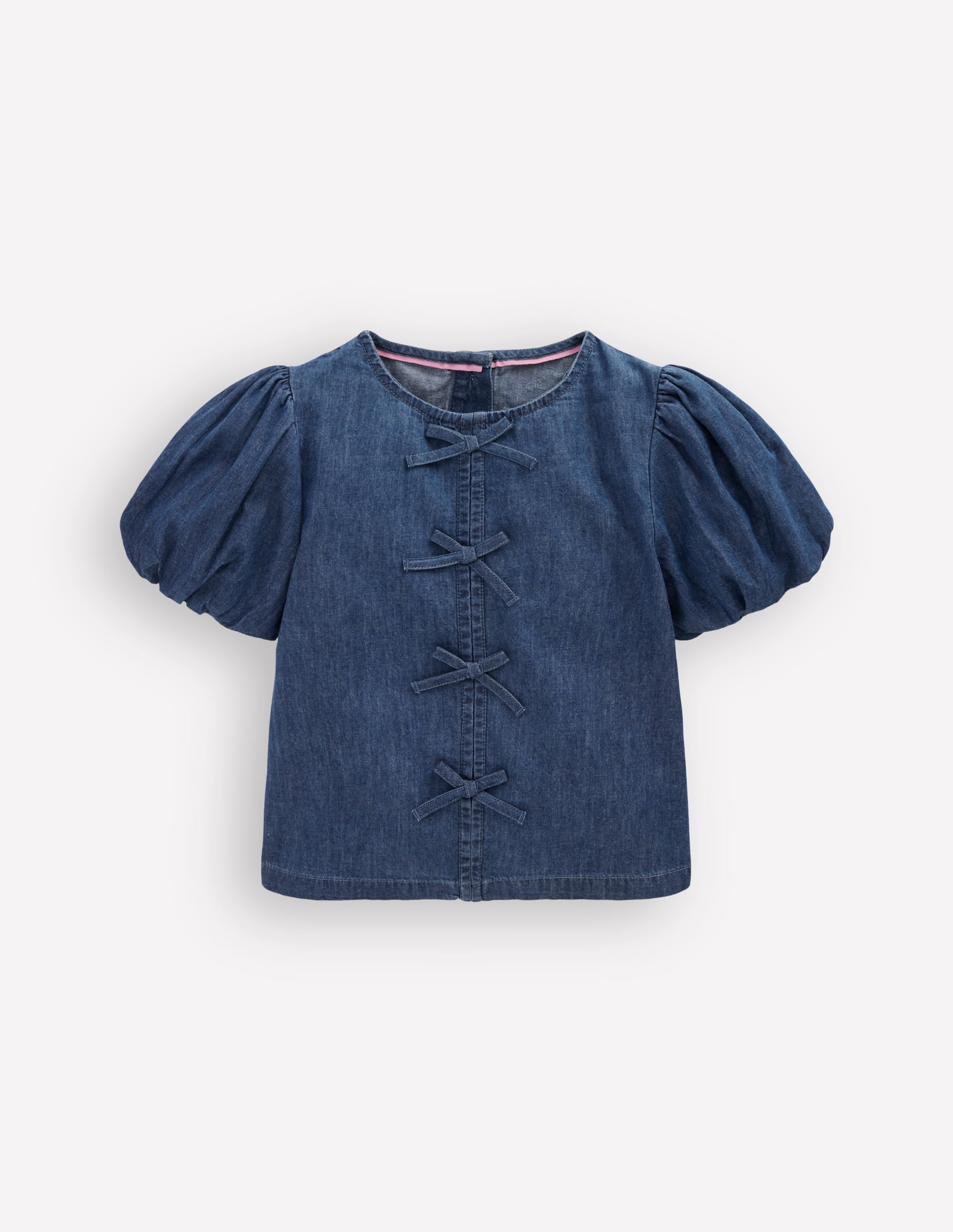 Bow Front Woven Top-Chambray - Image 3