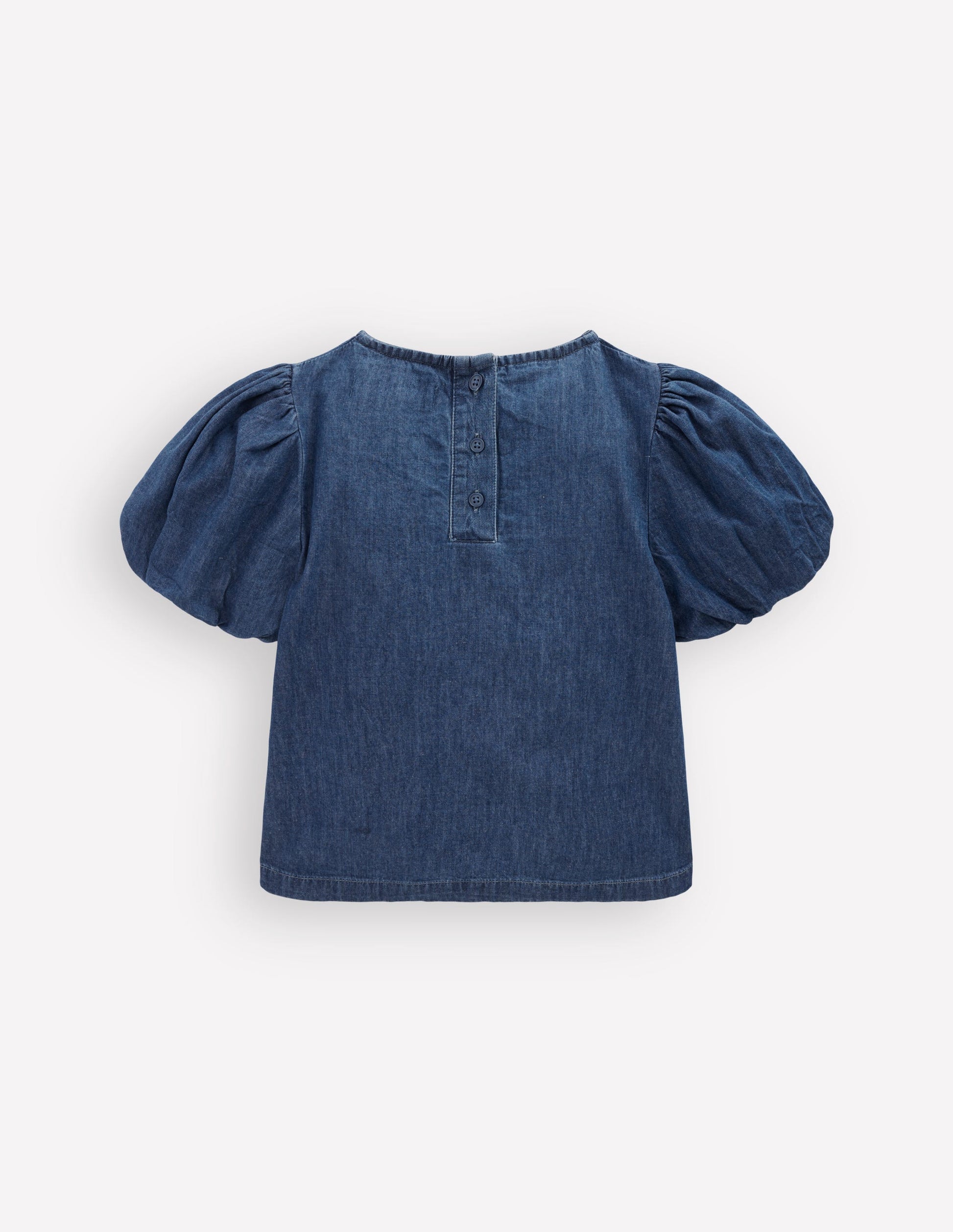 Bow Front Woven Top-Chambray-4