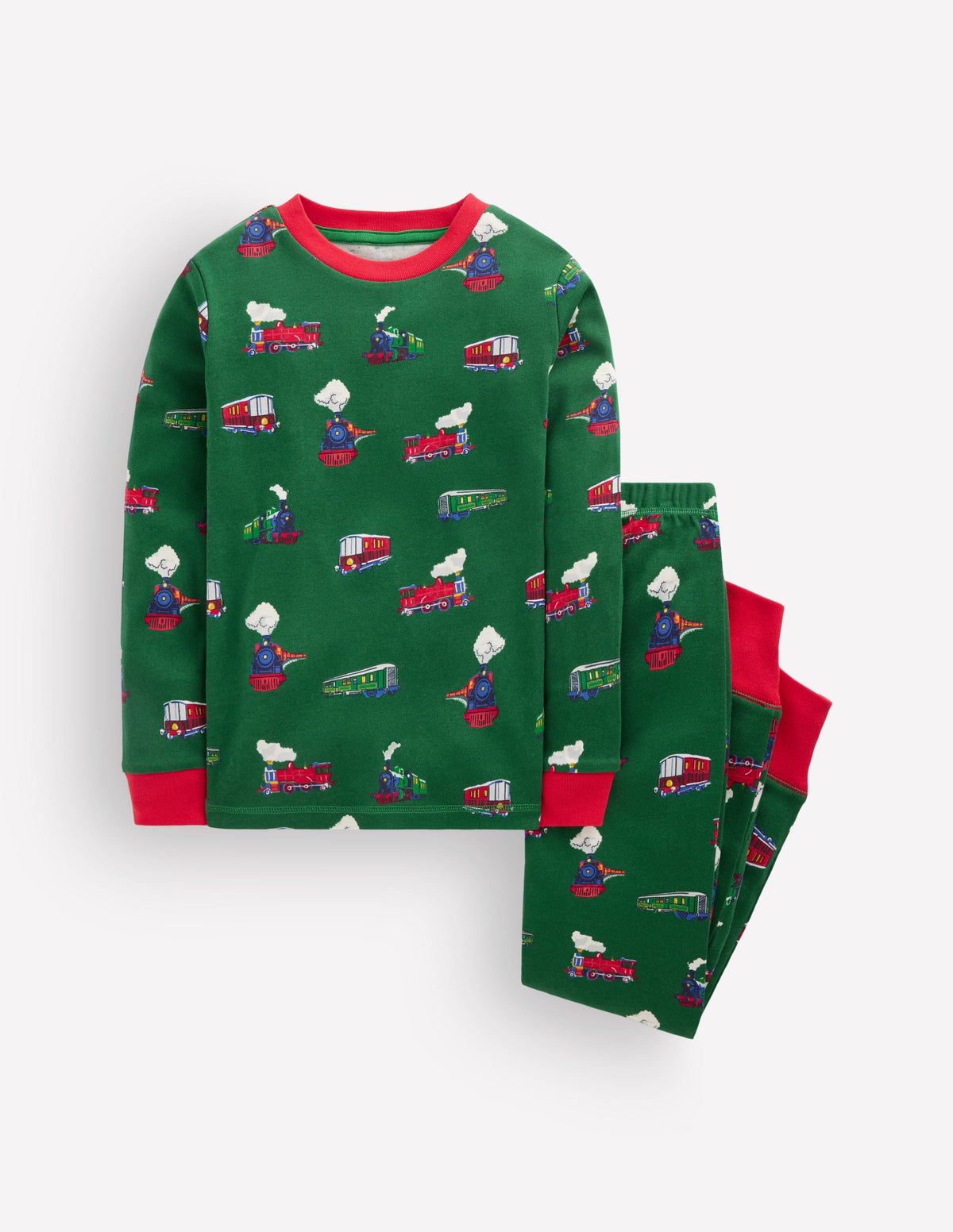 Snug Long John Pajamas-Trains-1